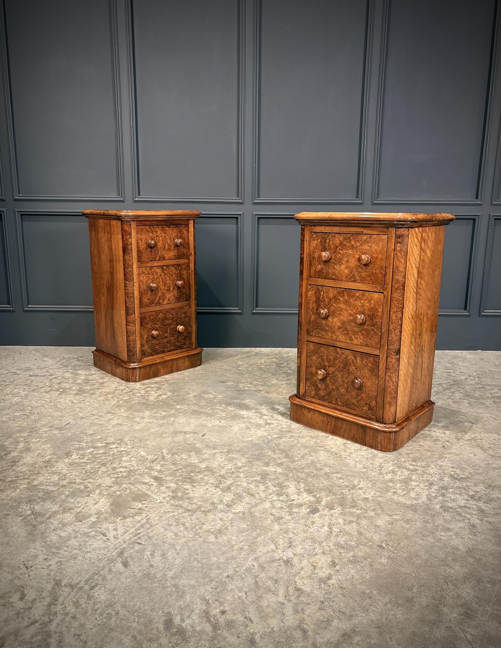 Pair of Victorian Burr Walnut Bedside Chests (1 of 14) Pair of Victorian Burr Walnut Bedside Chests (1 of 14)