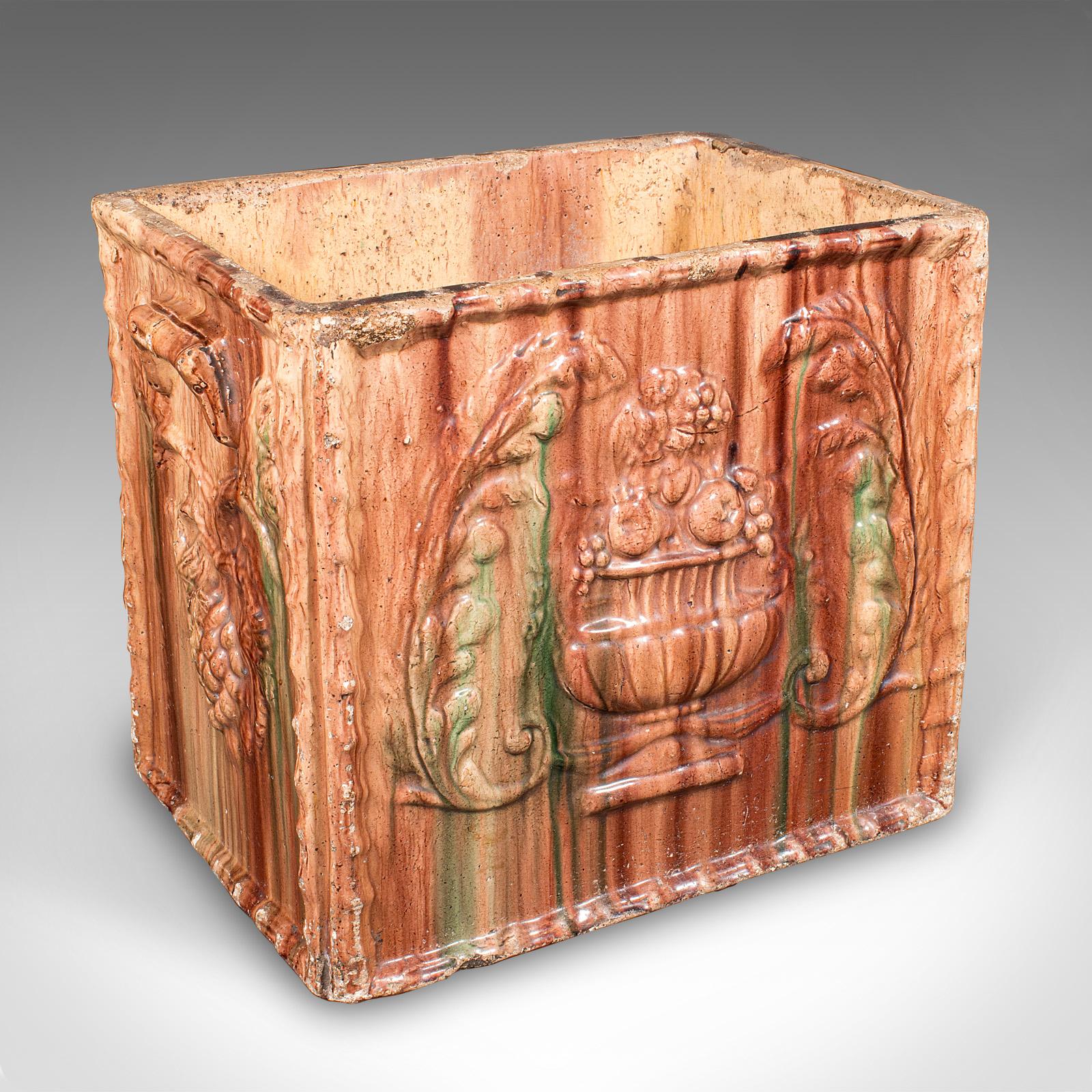 Large Antique Planter, Scottish, Ceramic Jardinière, Majolica Taste c.1880 (1 of 9)