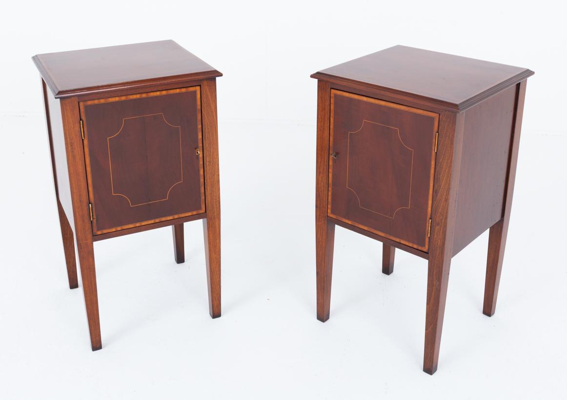 Pair of Sheraton Revival Mahogany Bedside Cabinets (1 of 7)