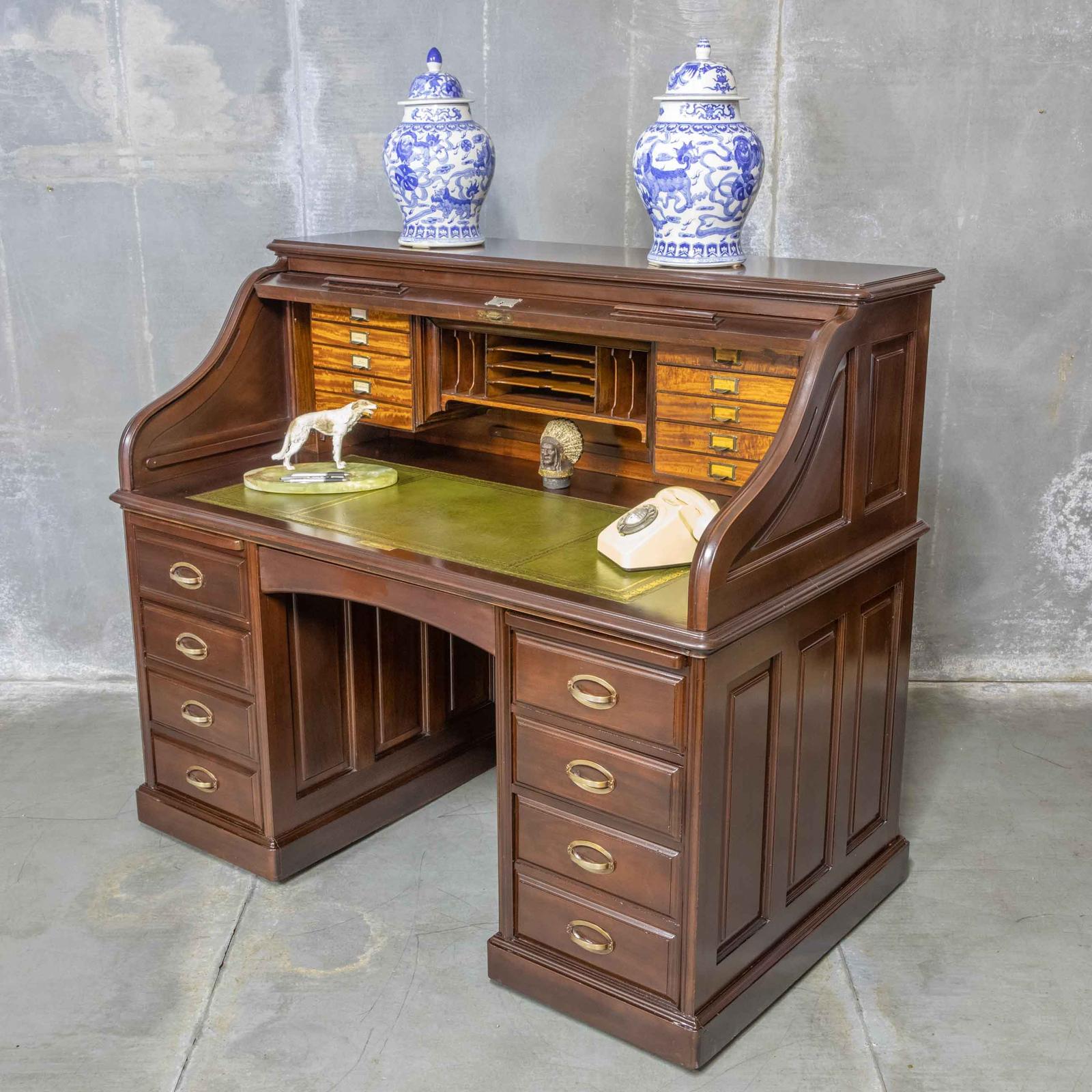 Edwardian Walnut Roll Top Desk (1 of 22)