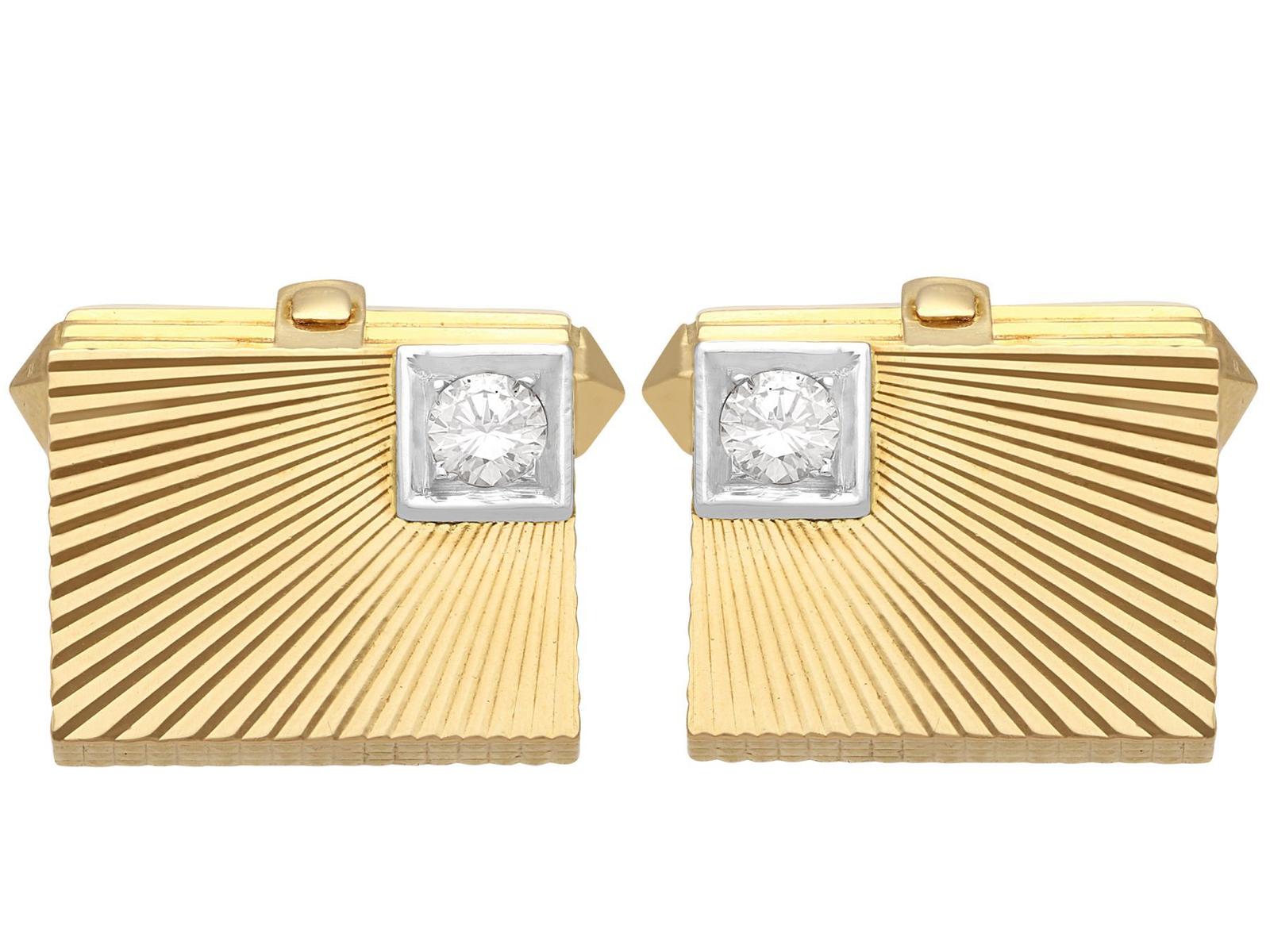 Vintage 0.31ct Diamond & 18ct Yellow Gold Cufflinks c.1960 (1 of 10) Vintage 0.31ct Diamond & 18ct Yellow Gold Cufflinks c.1960 (1 of 10)