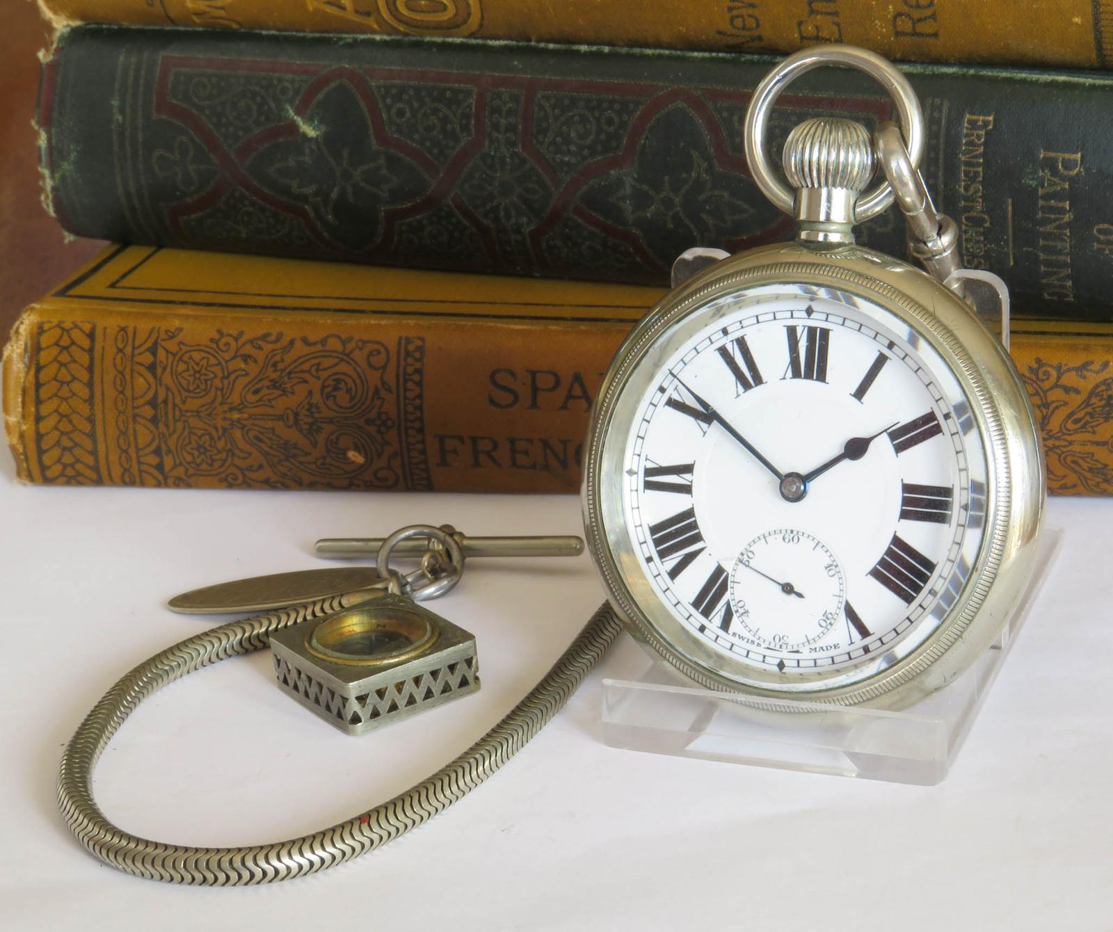 Pocket Watch : 1930s Pocket Watch, Albert, Compass & Fob (1 of 6) Pocket Watch : 1930s Pocket Watch, Albert, Compass & Fob (1 of 6)