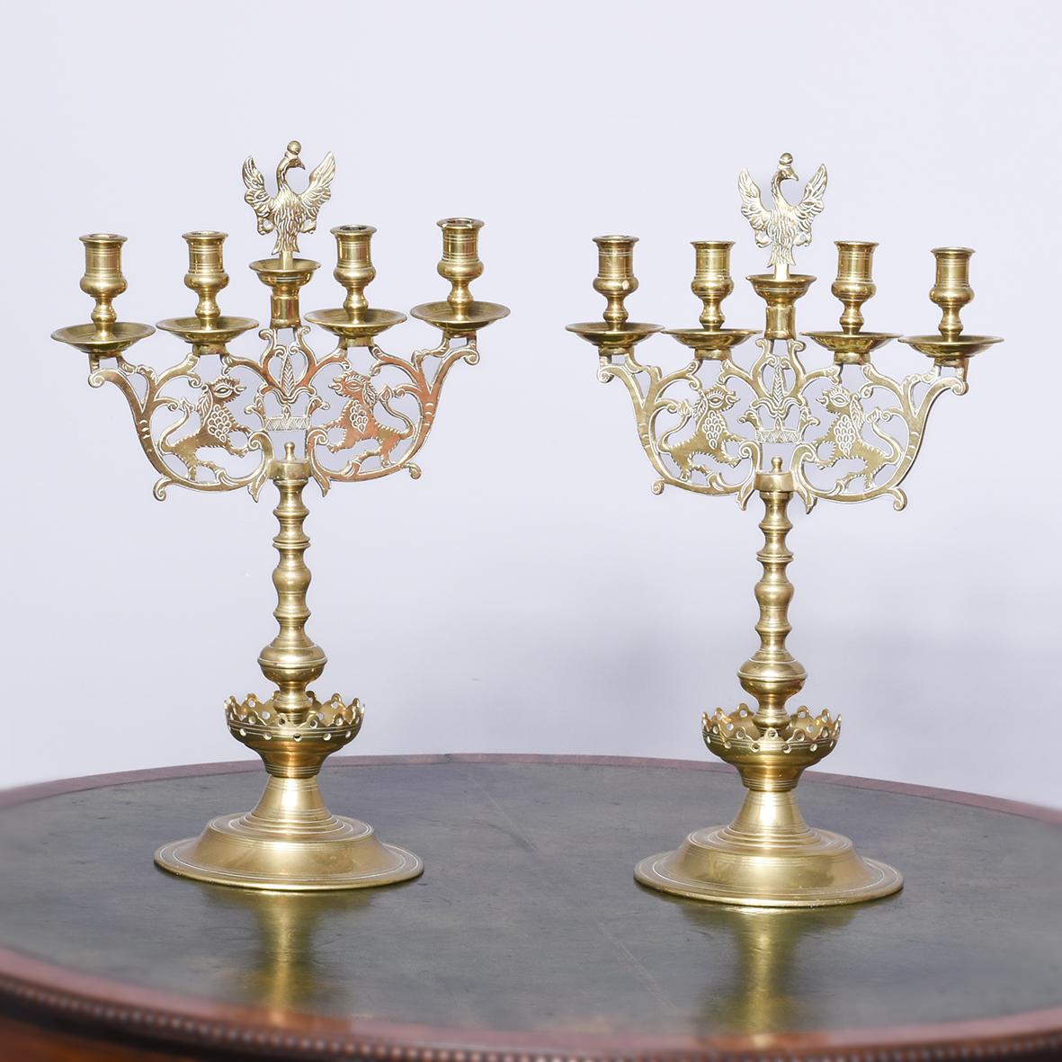 Large Pair of Cast Brass Candelabra (1 of 10)