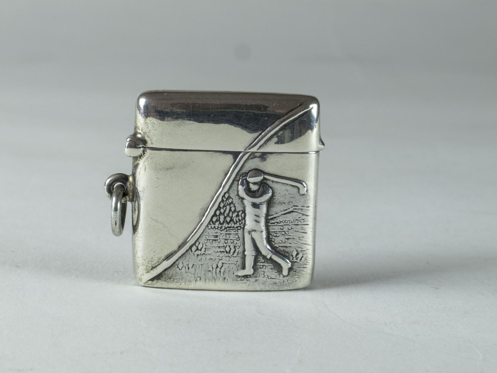 Solid Sterling Silver Small Golfing Vesta Case (1 of 5) Solid Sterling Silver Small Golfing Vesta Case (1 of 5)