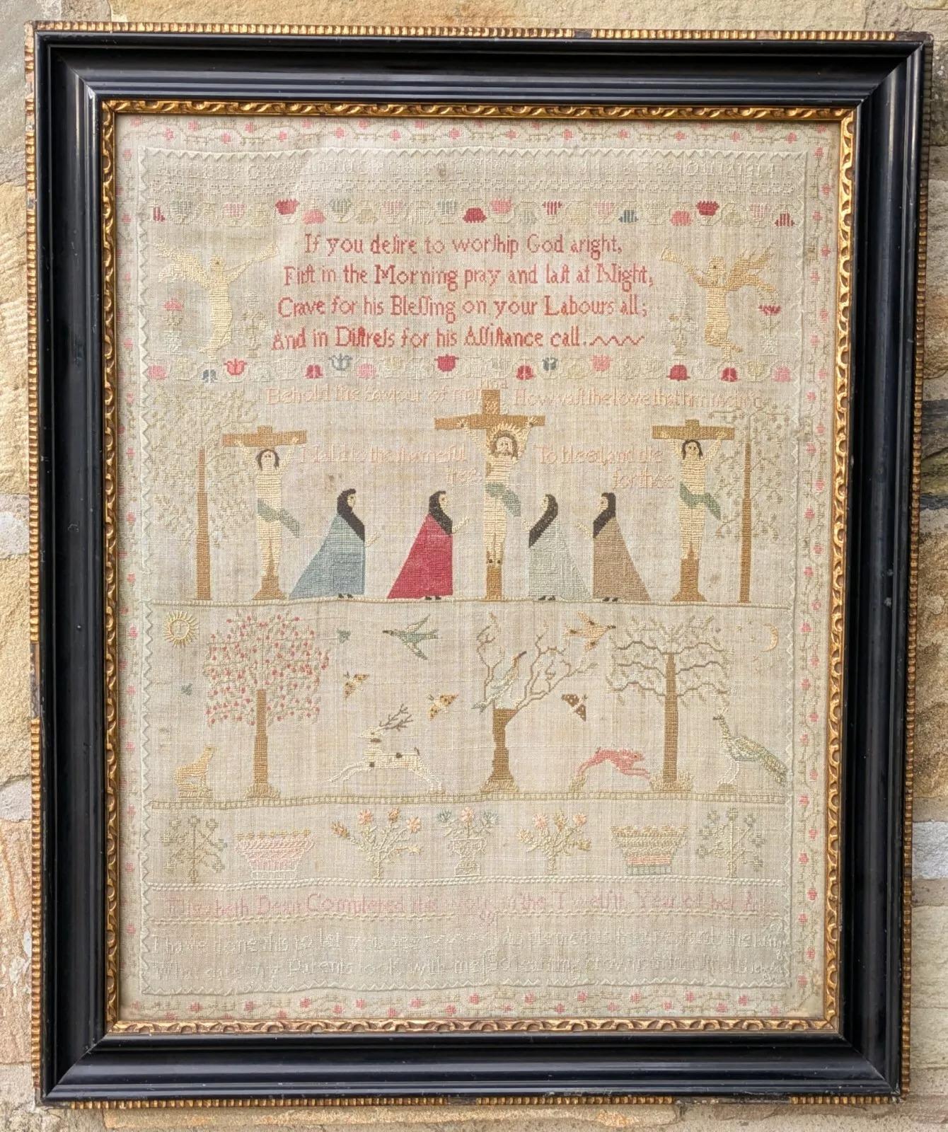 Fine Early Antique Sampler by Elizabeth Dern 1799 (1 of 6)