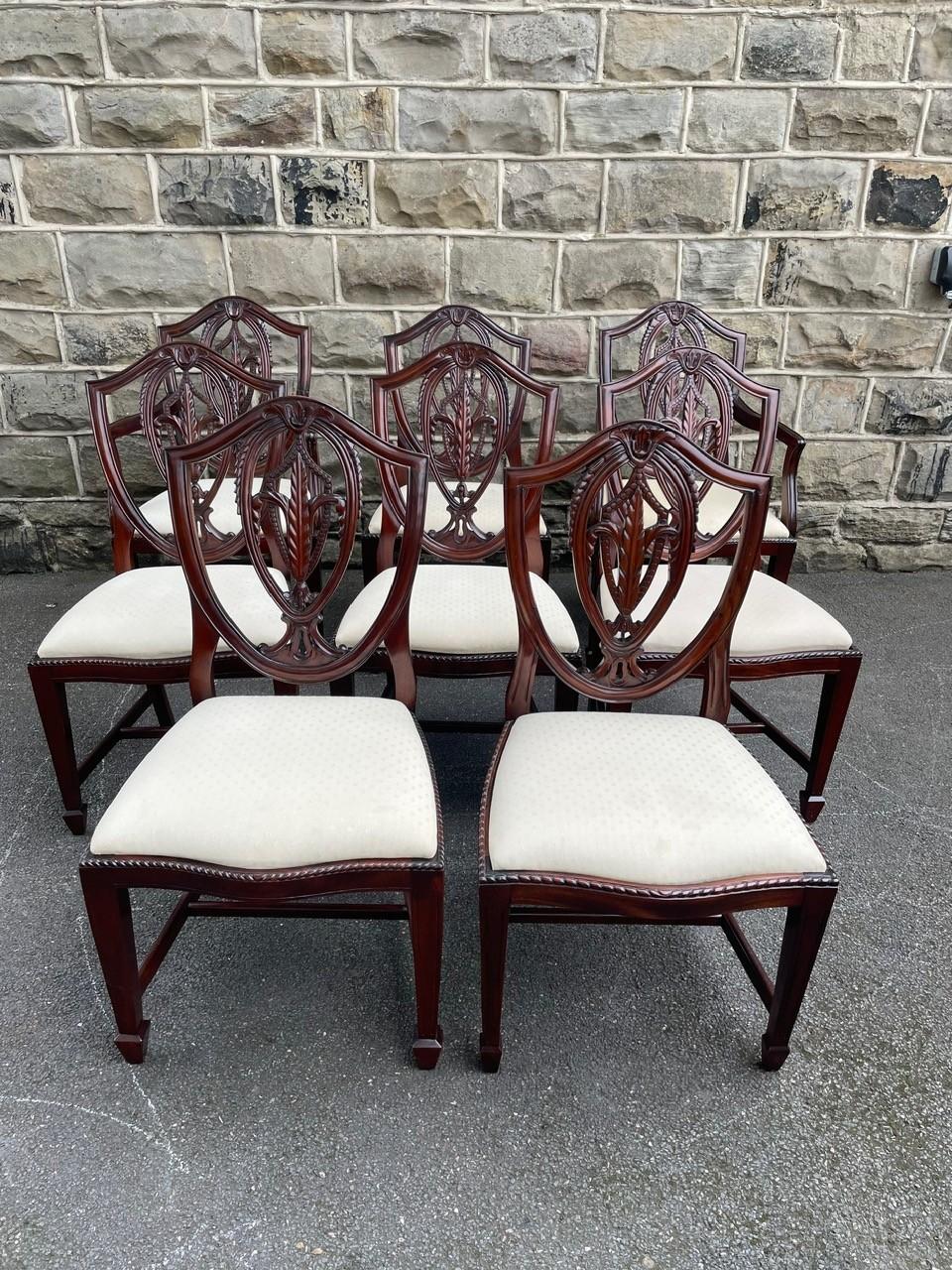 Quality Set 8 Mahogany Shield Back Dining Chairs (1 of 13)