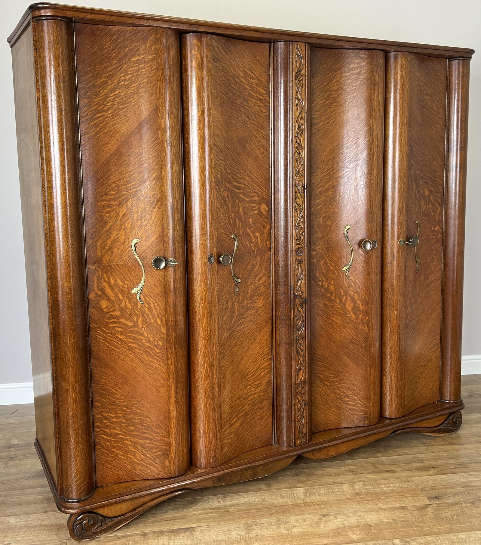 Wardrobe Vintage French Style Four Door Carved Armoire Cabinet (1 of 10) Wardrobe Vintage French Style Four Door Carved Armoire Cabinet (1 of 10)