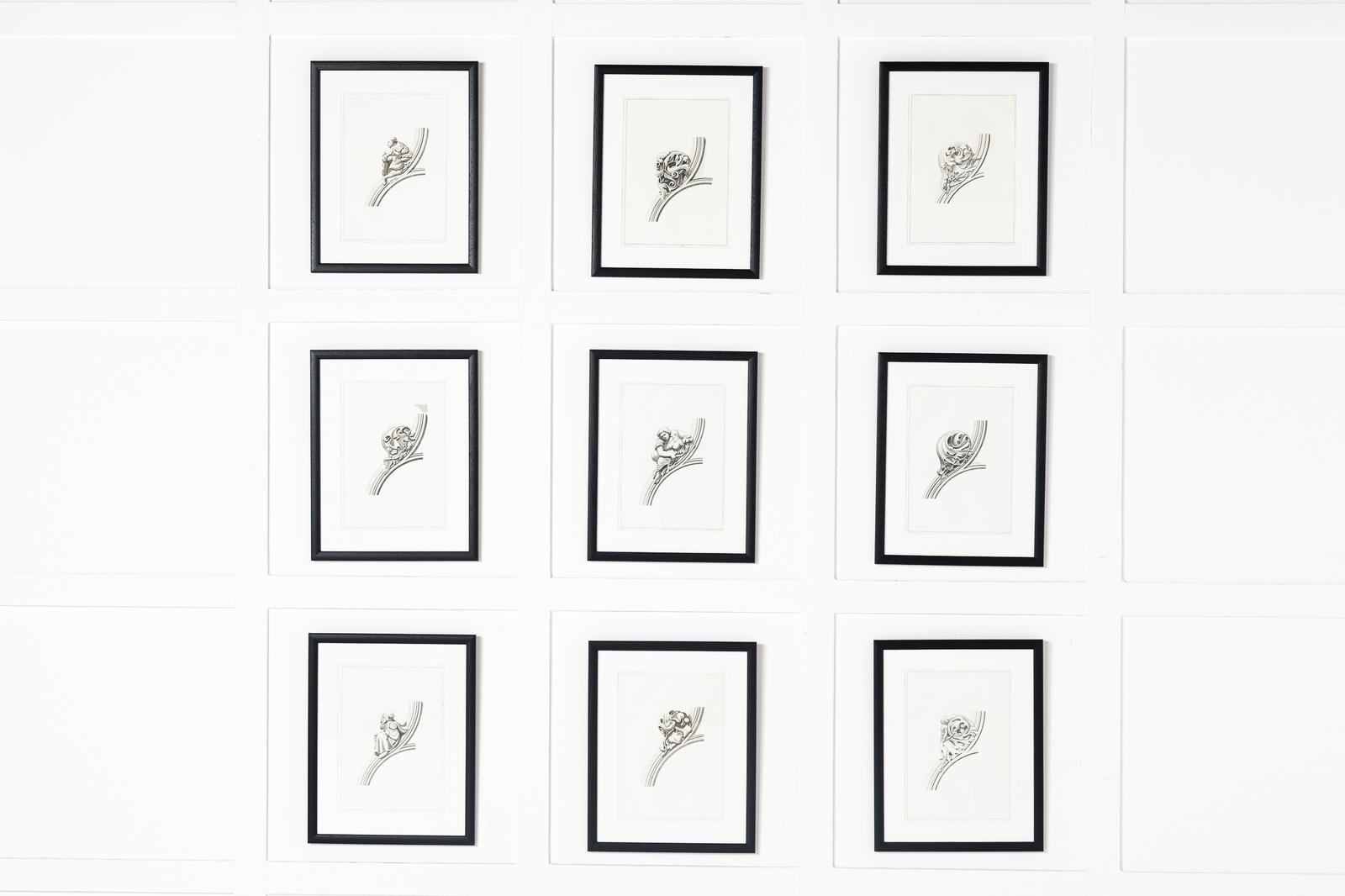 Set of Nine 19th Century Framed Engravings of Cathedral D'auch - France (1 of 10)