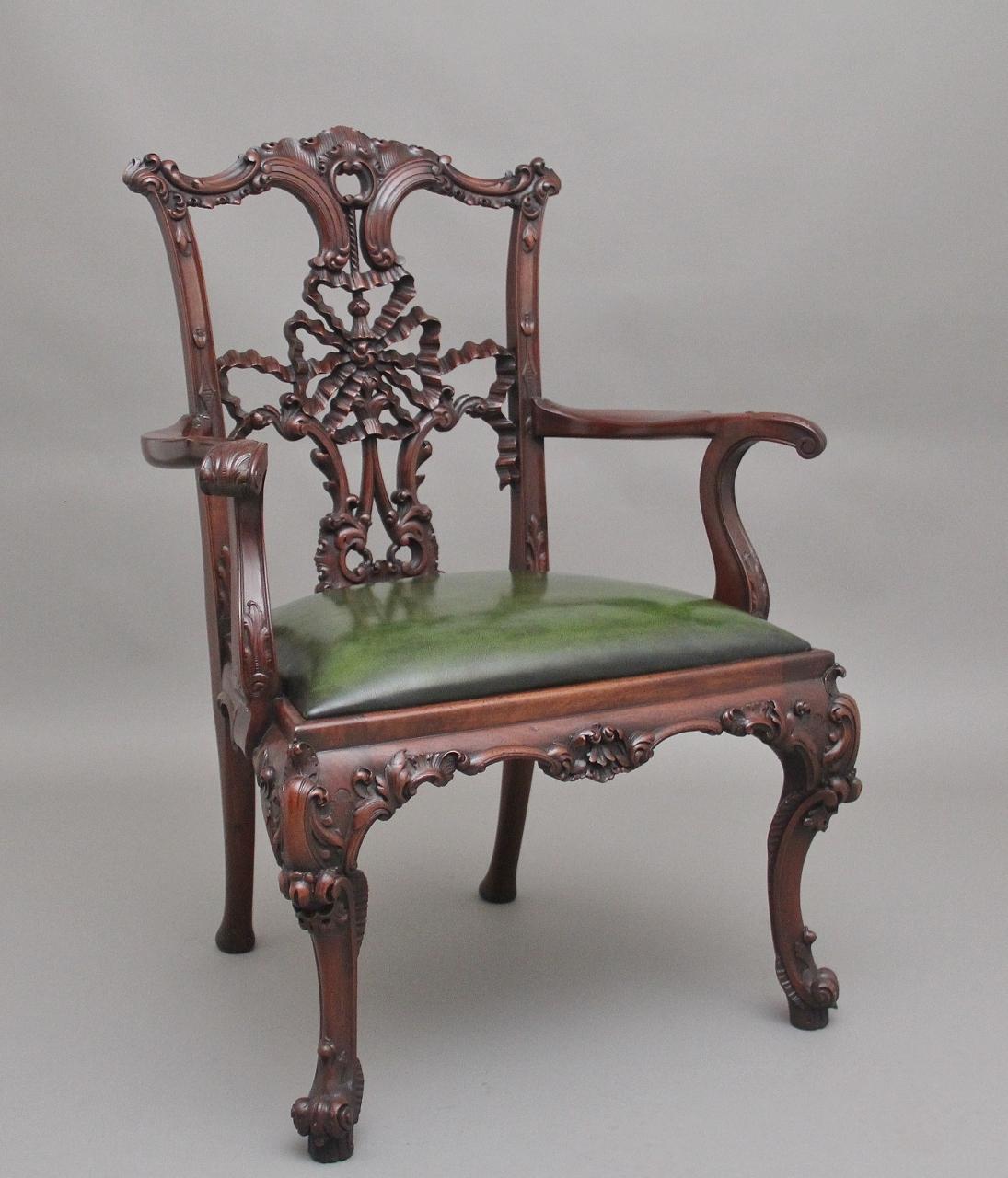Highly Decorative Early 20th Century Carved Mahogany Armchair in the Chippendale Style (1 of 11) Highly Decorative Early 20th Century Carved Mahogany Armchair in the Chippendale Style (1 of 11)
