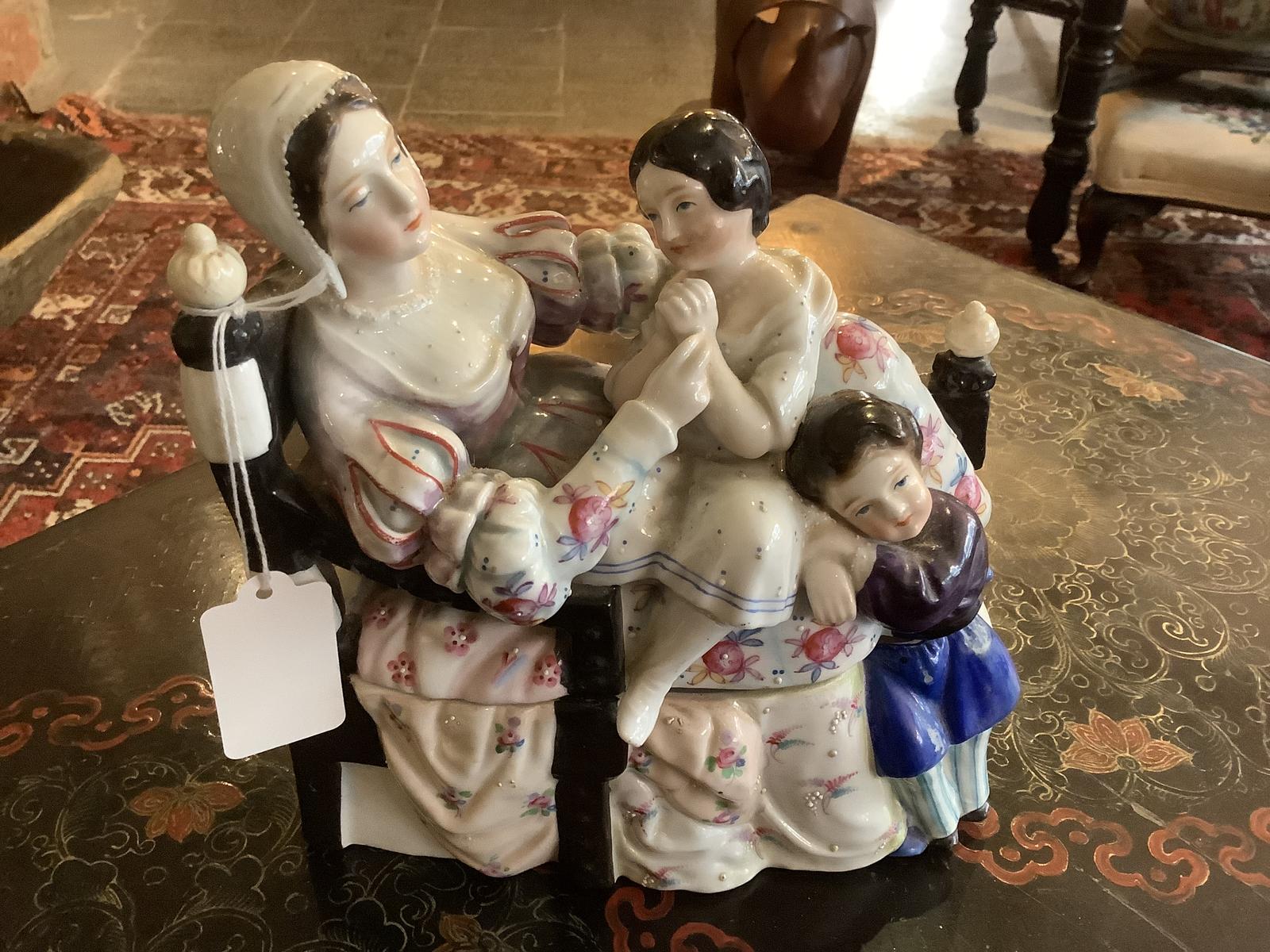 Unusual Ceramic Inkwell in the Form of Figure Group of Mother & Children (1 of 3) Unusual Ceramic Inkwell in the Form of Figure Group of Mother & Children (1 of 3)