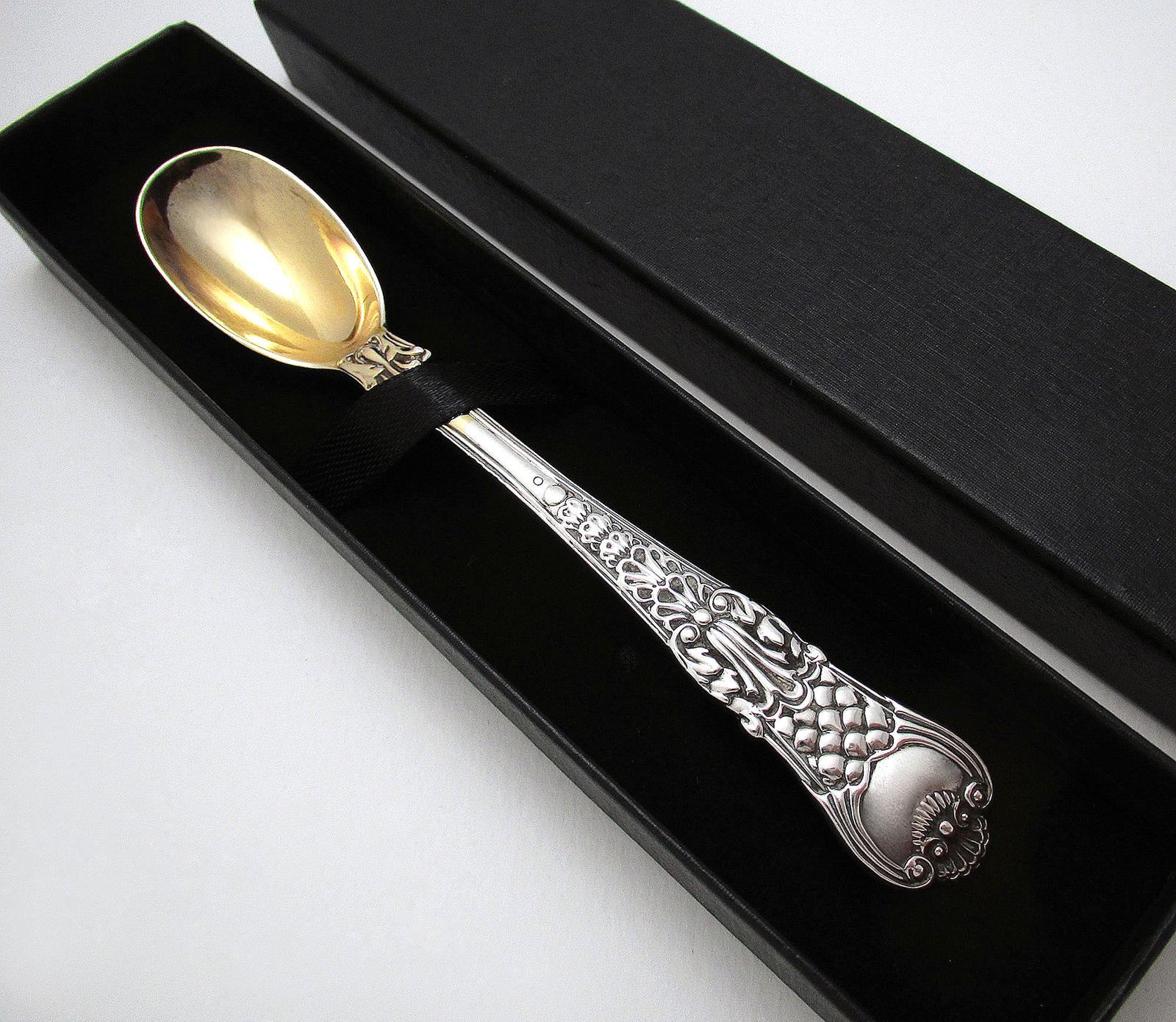 Rare Large Antique Georgian Coburg Pattern Sterling Silver Mustard Pot Salt Condiment Spoon (1 of 7)
