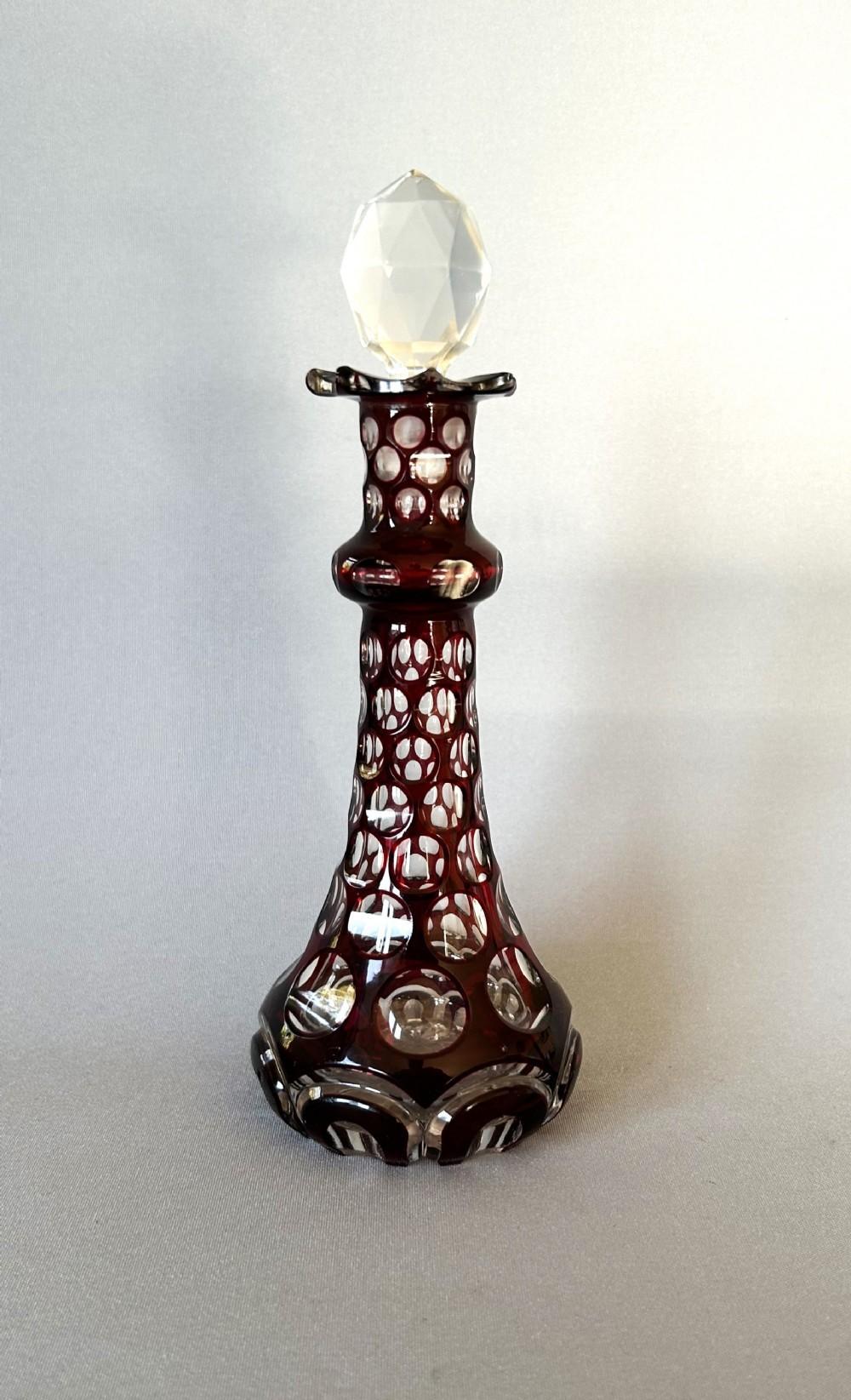 Gorgeous Bohemian Ruby Glass 19th Century Cologne Bottle (1 of 5)