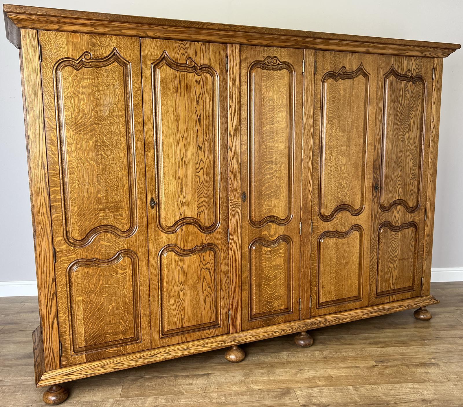 Wardrobe Vintage French Style Oak Five Door Carved Armoire Cabinet (1 of 13) Wardrobe Vintage French Style Oak Five Door Carved Armoire Cabinet (1 of 13)