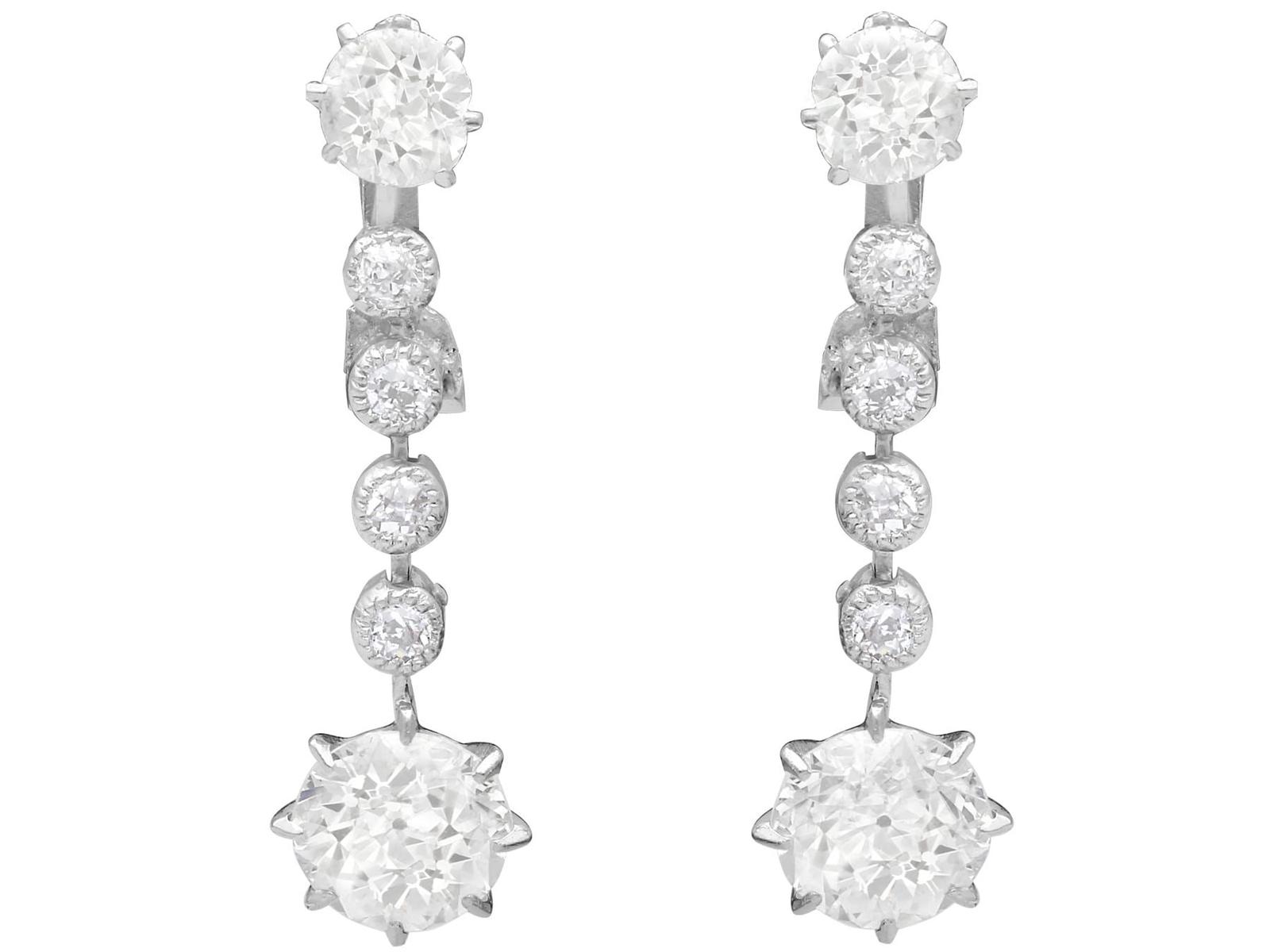 2.42ct Diamond & Platinum Drop Earrings c.1925 (1 of 13)