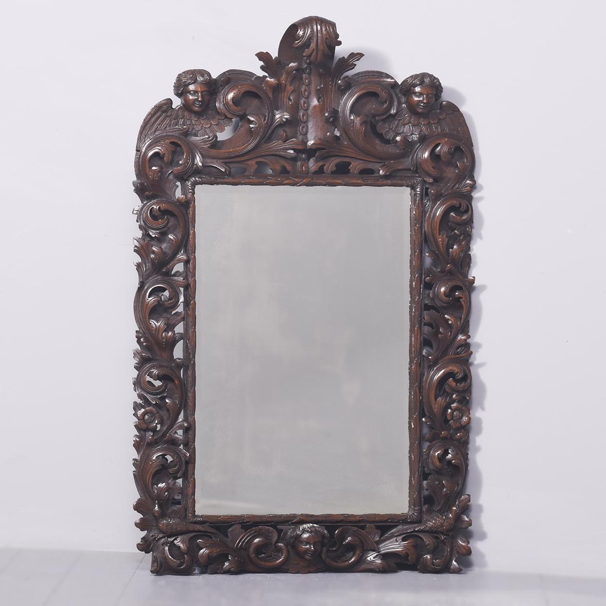 Magnificent Large Carved Renaissance-style Bevel Edge Wall Mirror (1 of 8)