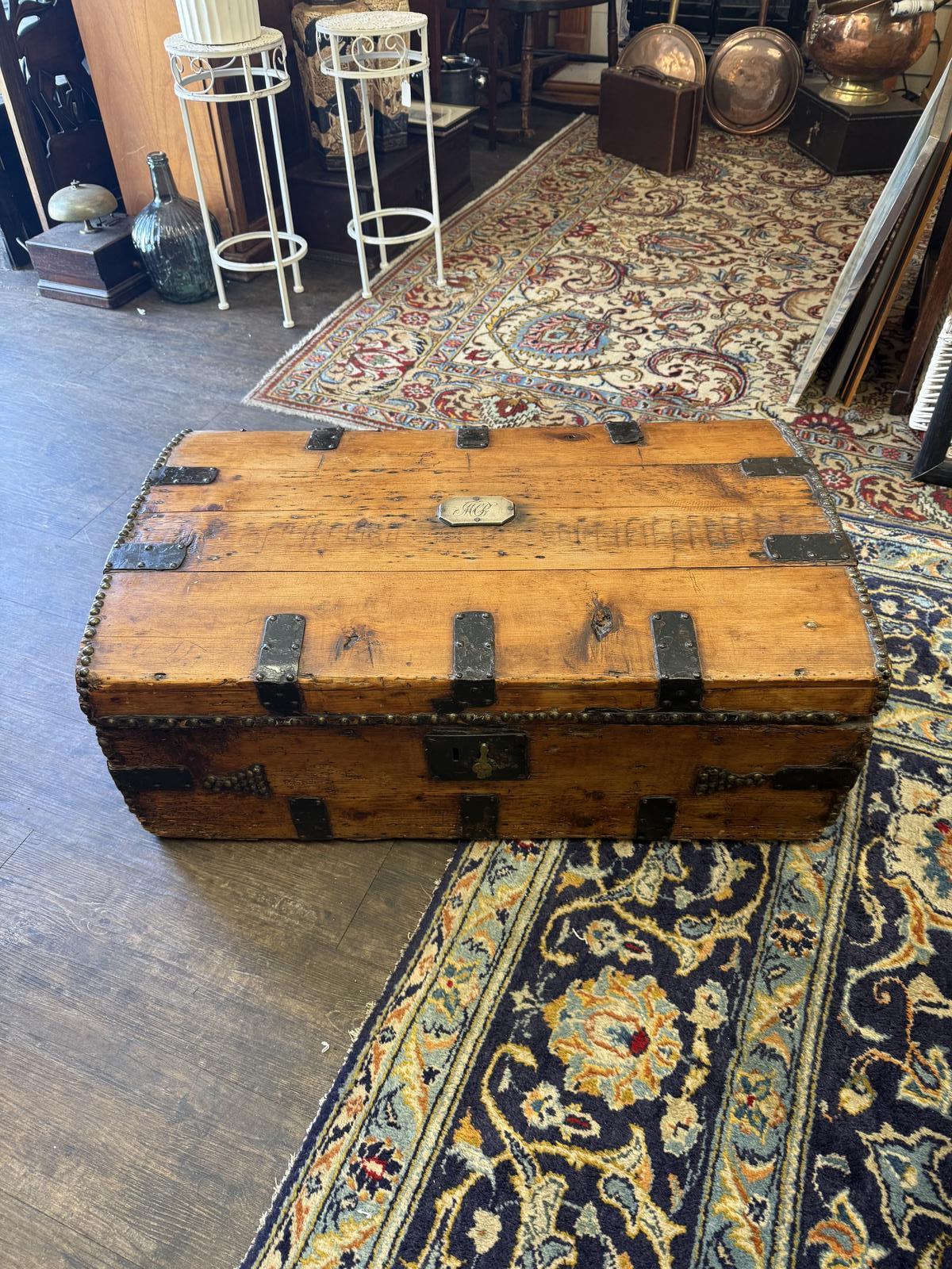 Rare George III Walnut & Iron Strapped Chest c.1820 (1 of 6)