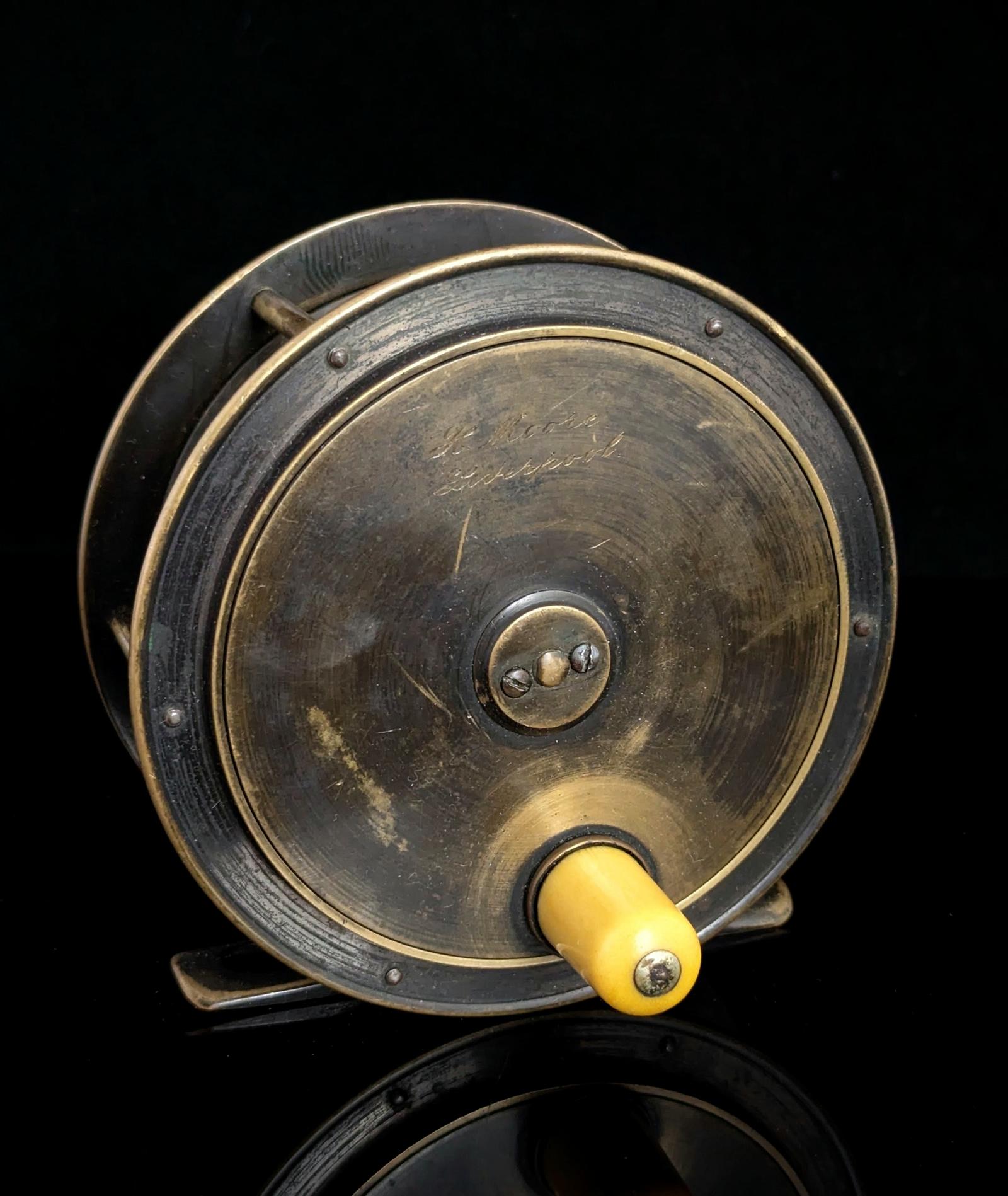 Vintage Large Brass Salmon Fishing Reel, H Moore Liverpool, 4.5" (1 of 11) Vintage Large Brass Salmon Fishing Reel, H Moore Liverpool, 4.5" (1 of 11)