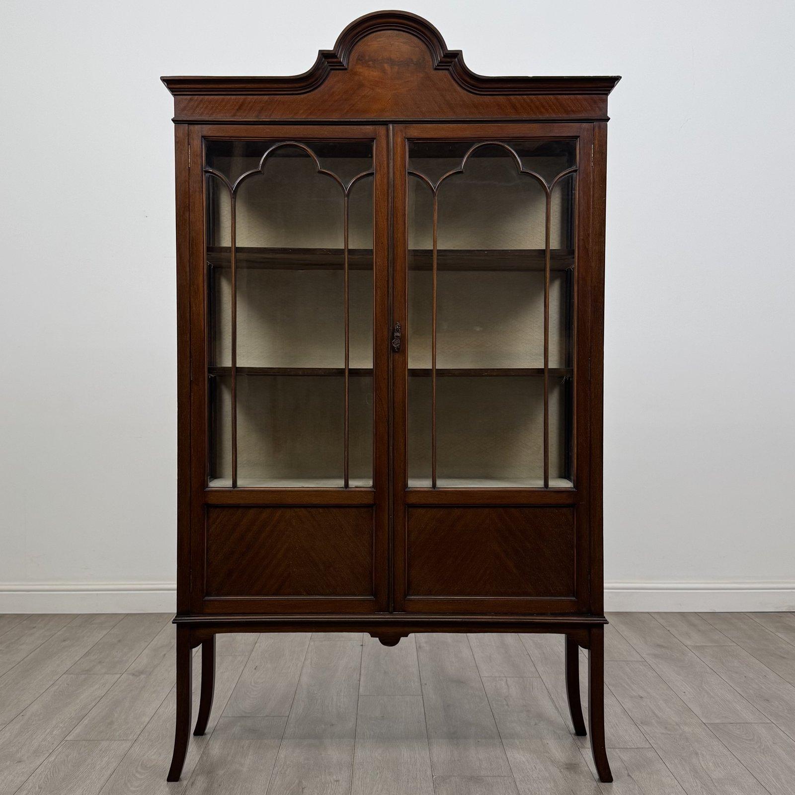 Antique Edwardian Mahogany Display Cabinet | Arched Pediment | AF-6732 (1 of 9) Antique Edwardian Mahogany Display Cabinet | Arched Pediment | AF-6732 (1 of 9)
