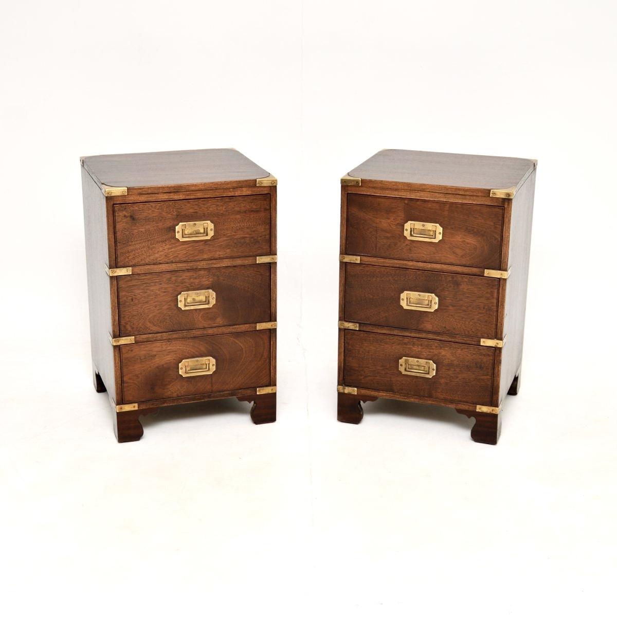 Pair of Antique Military Campaign Style Mahogany Bedside Chests (1 of 10) Pair of Antique Military Campaign Style Mahogany Bedside Chests (1 of 10)