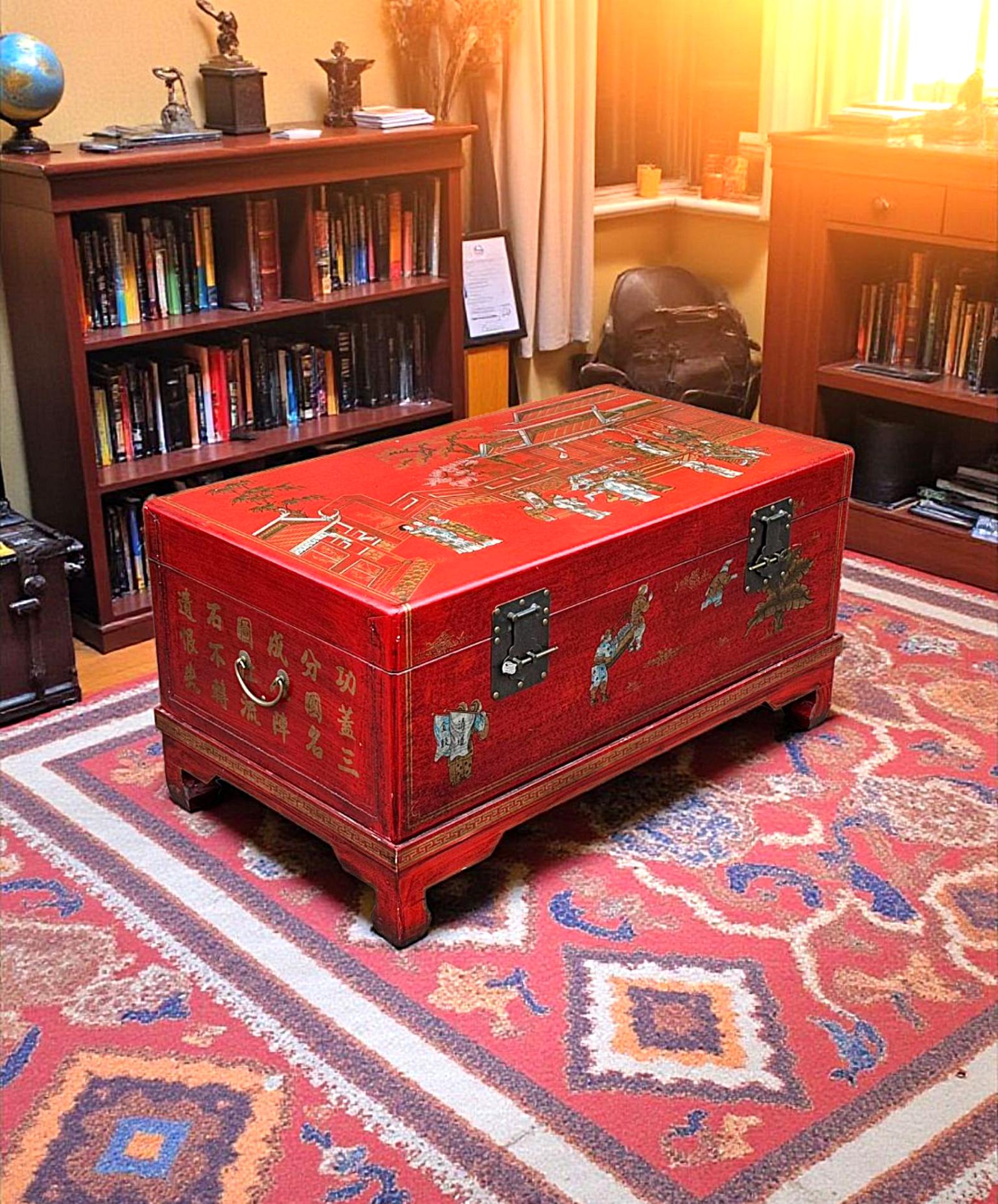 Chinoiserie Trunk on Stand - Blanket Box - Coffee Table (1 of 16)