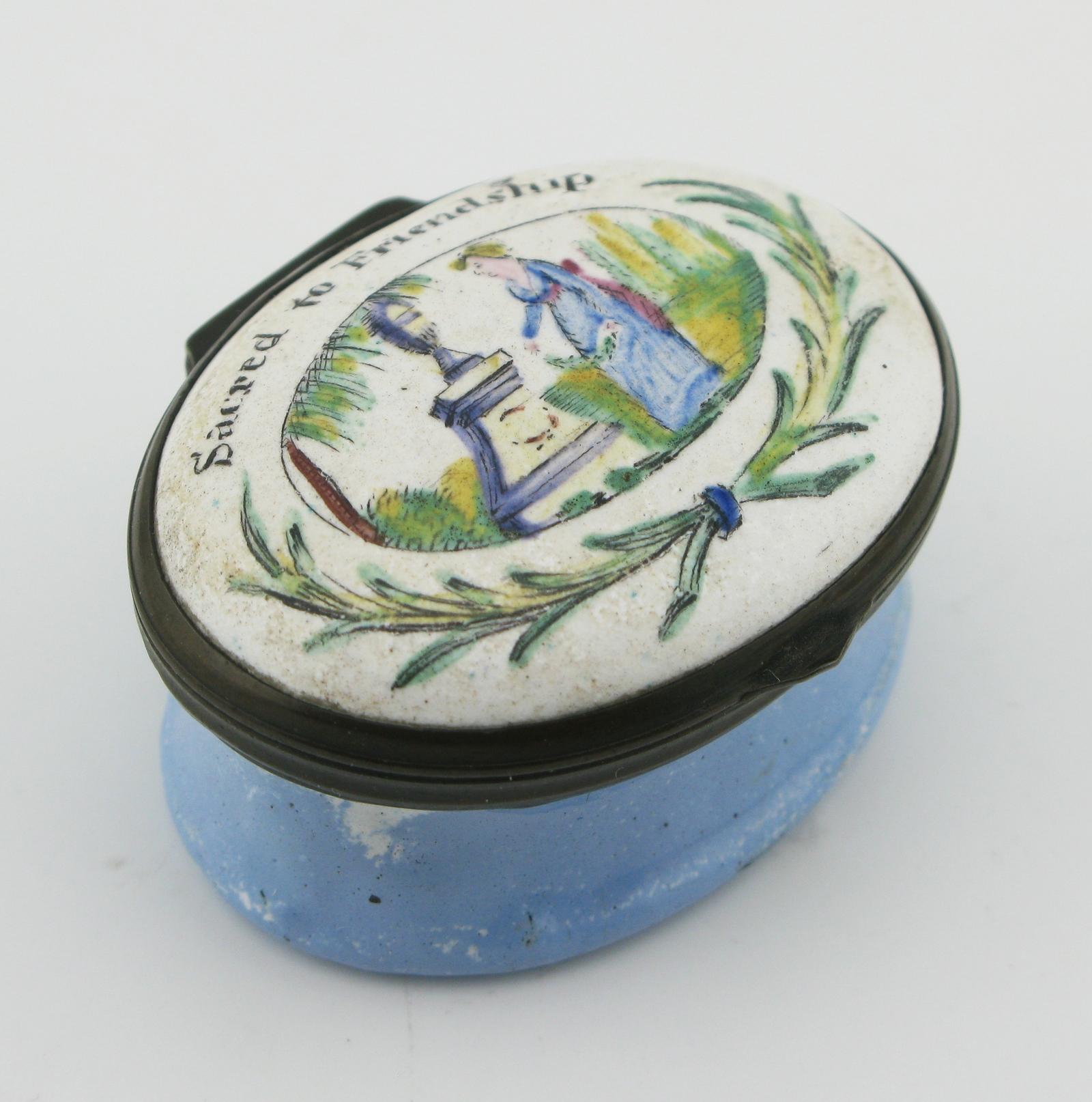 18th Century South Staffordshire Bilston Enamel Memorial Patch Box (1 of 11)