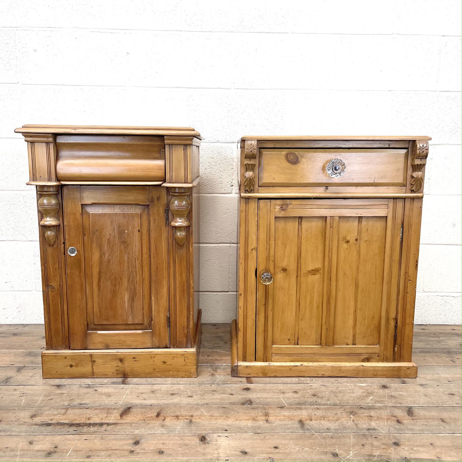 Two Similar Antique Pine Bedside Cupboards (1 of 10) Two Similar Antique Pine Bedside Cupboards (1 of 10)