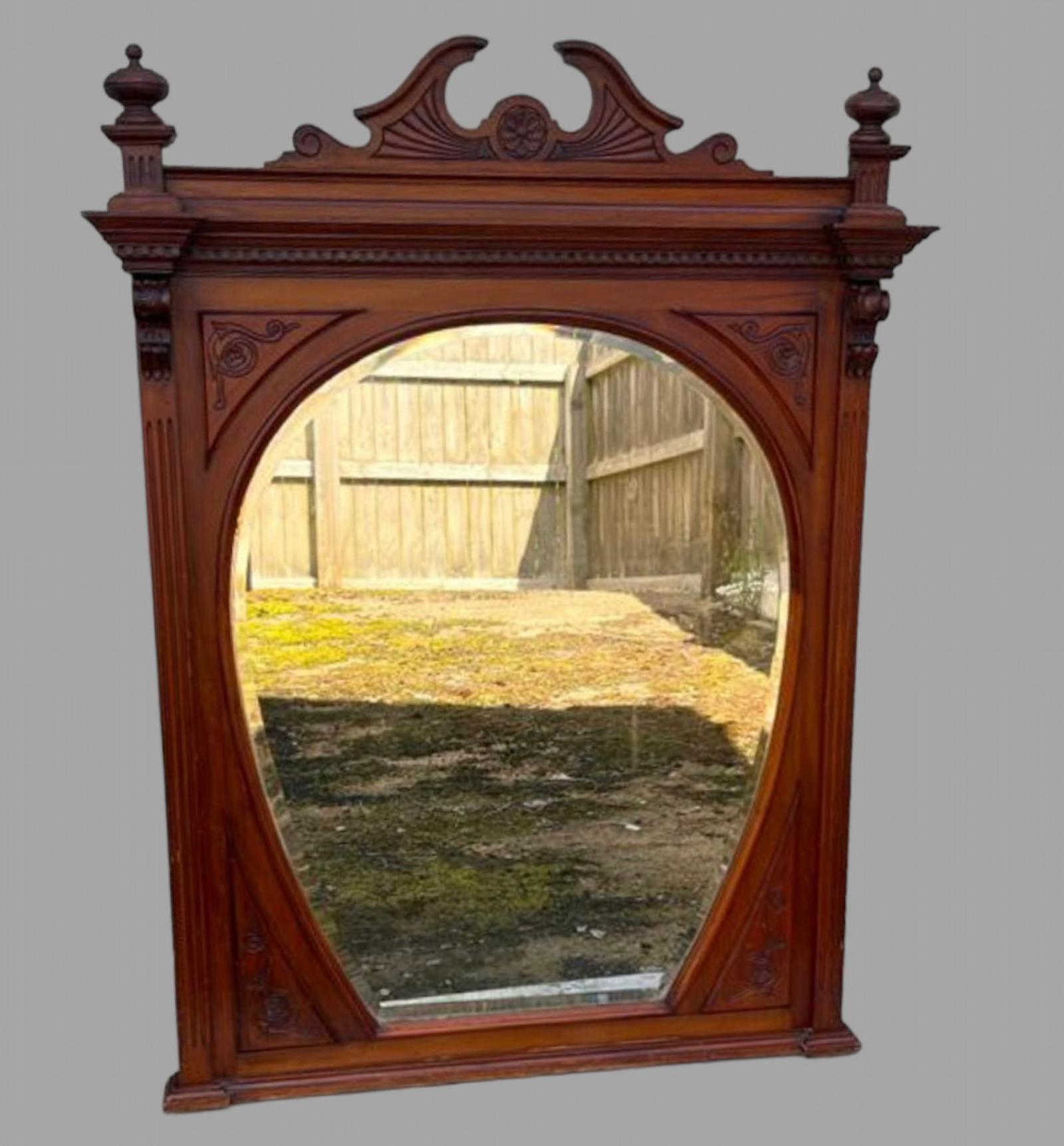 19thc Victorian Beechwood Mirror (1 of 5)
