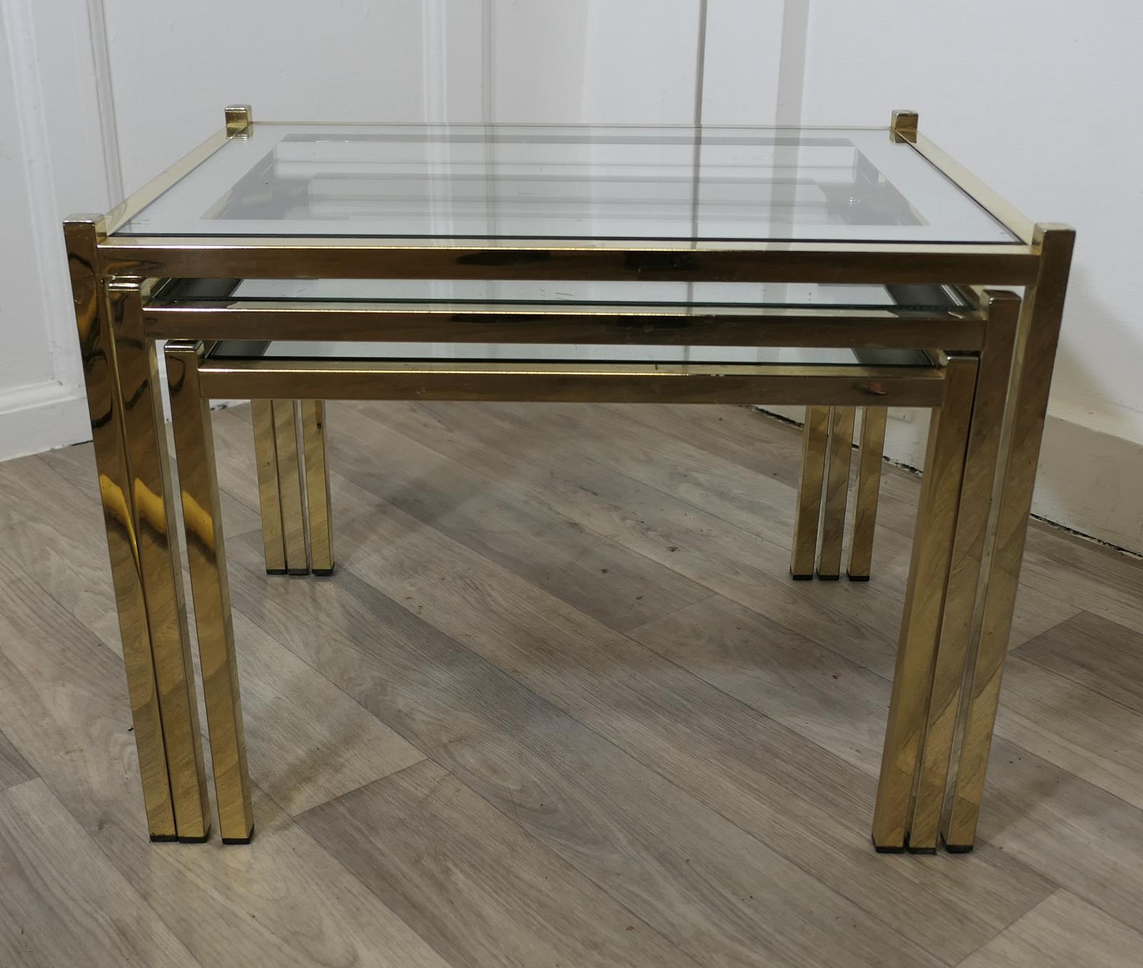 Glass Mirror & Brass Nest of Tables (1 of 7)