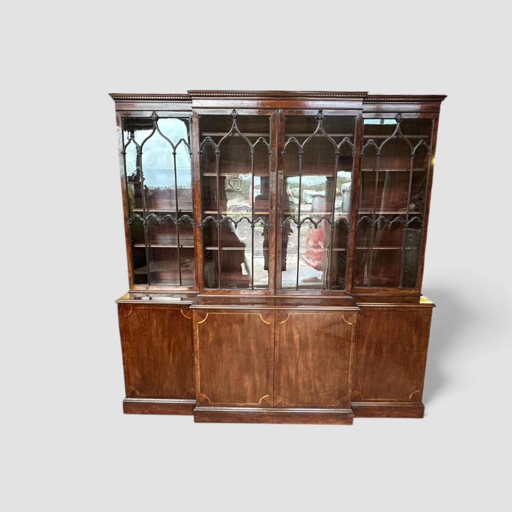 George III Mahogany Break Front Bookcase (1 of 12)