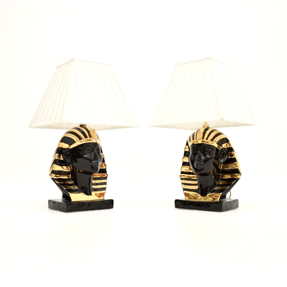 Pair of Vintage Italian Ceramic Pharaoh Table Lamps (1 of 10) Pair of Vintage Italian Ceramic Pharaoh Table Lamps (1 of 10)