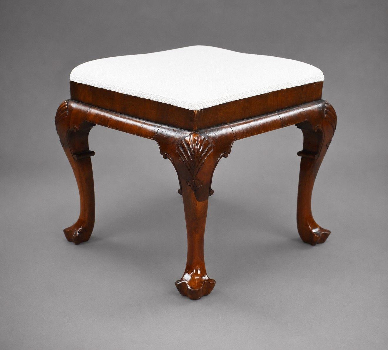 Antique Queen Anne Style Walnut Stool (1 of 5) Antique Queen Anne Style Walnut Stool (1 of 5)