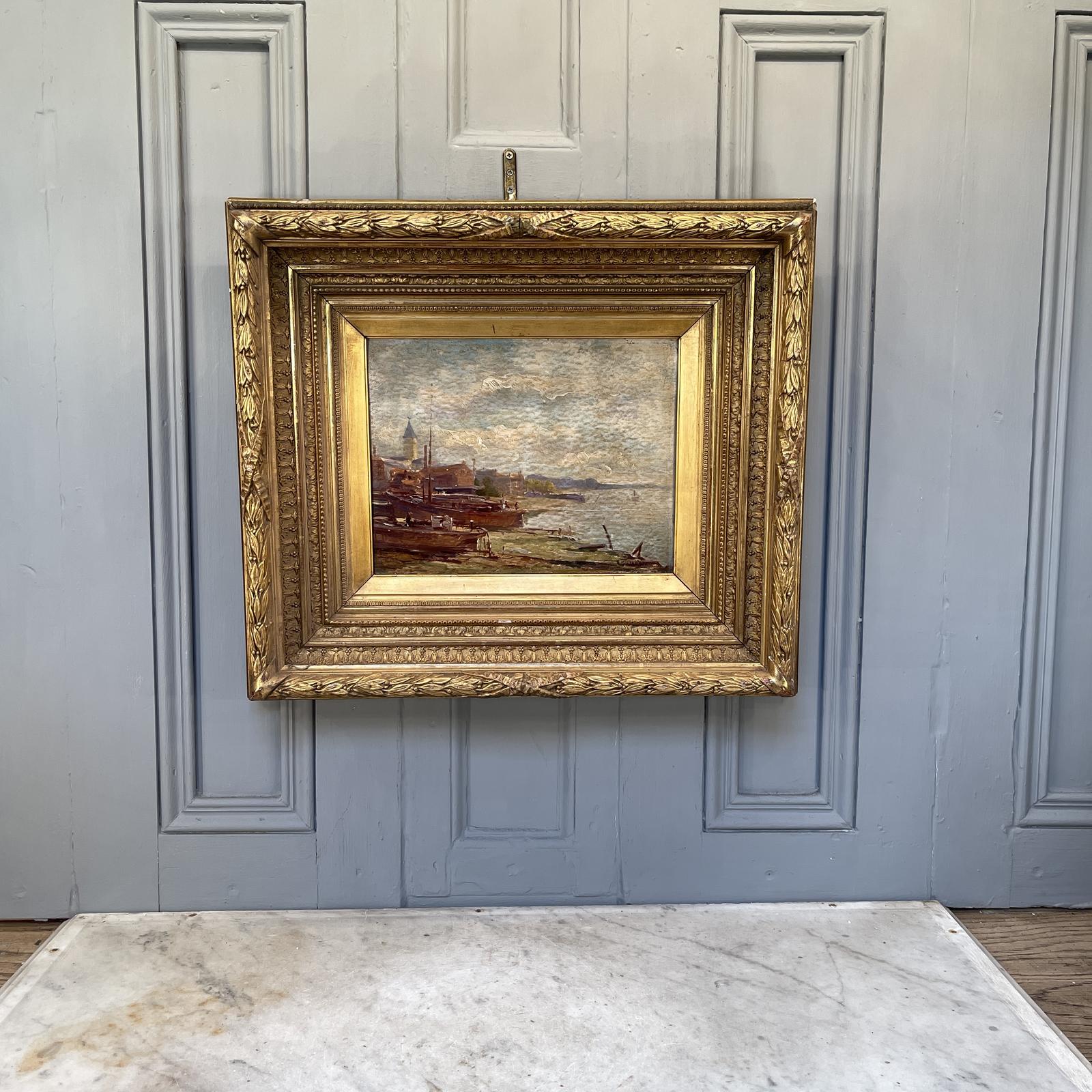 Large Antique French Signed Coastal Landscape (1 of 10)