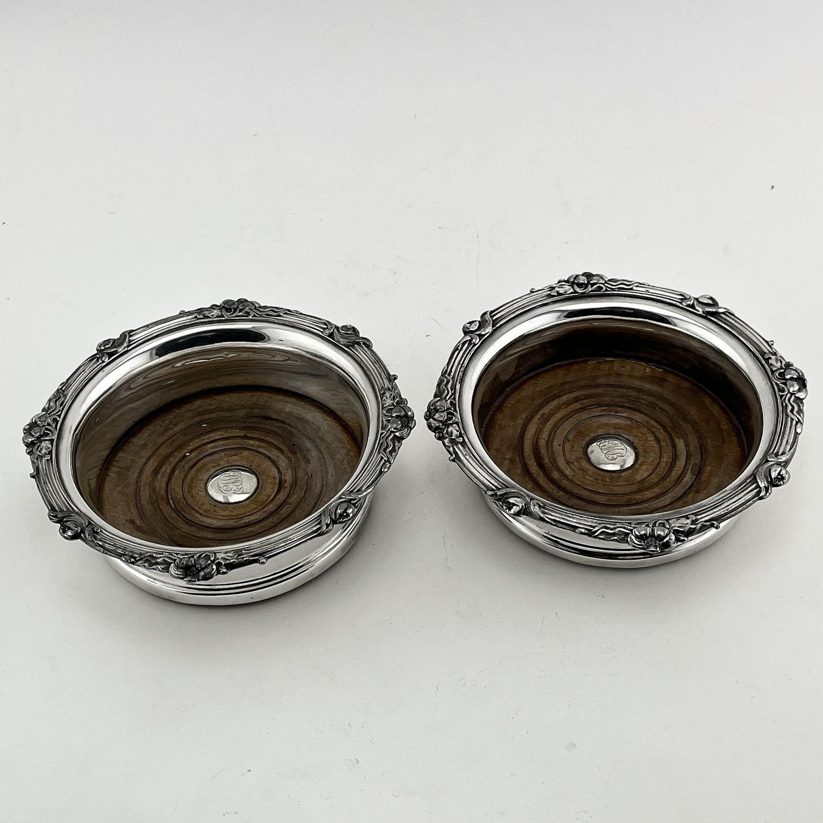 Pair of Original Condition Old Sheffield Plate Coasters (1 of 4)