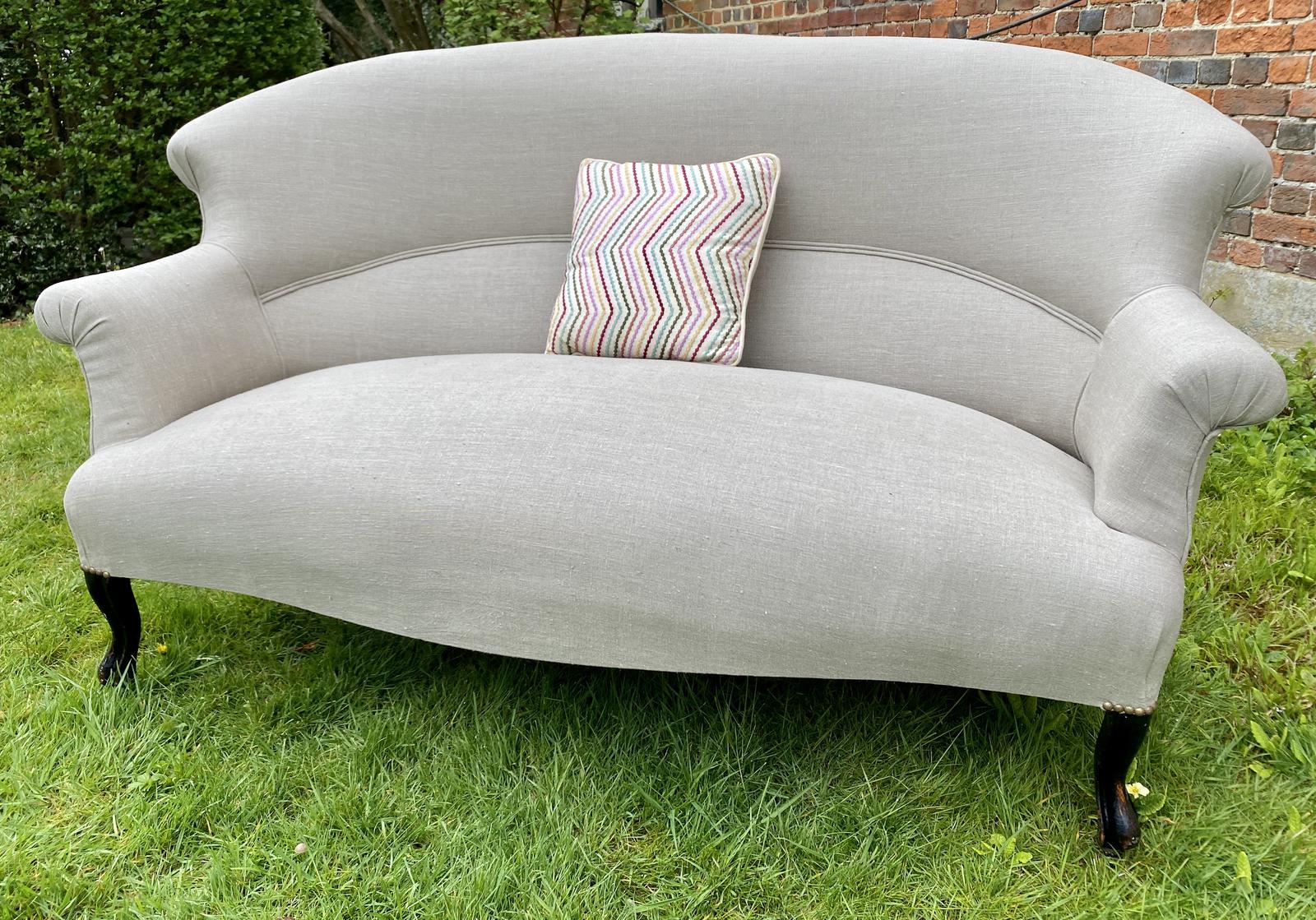 French Two Seater Sofa in Linen (1 of 8) French Two Seater Sofa in Linen (1 of 8)