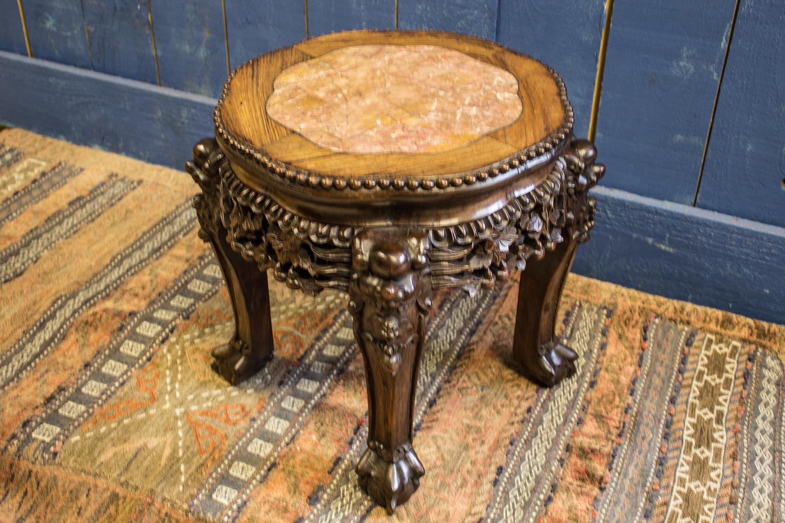 Chinese Marble Plant Stand / Lamp Table (1 of 11)