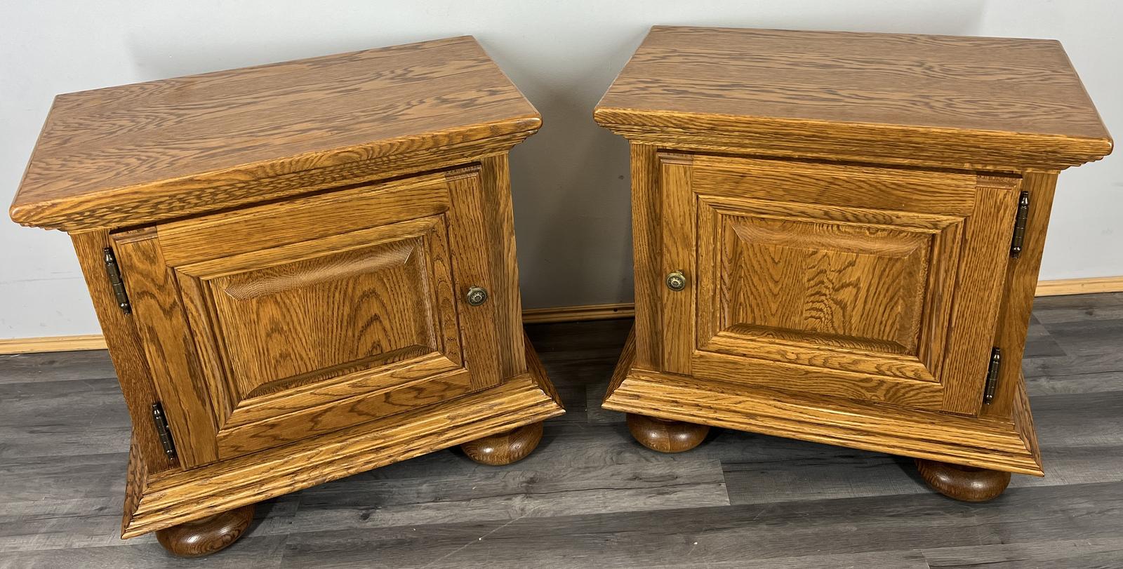 Pair of  Bedside Tables Vintage French Nightstands Cabinets Panelled Doors (1 of 11)