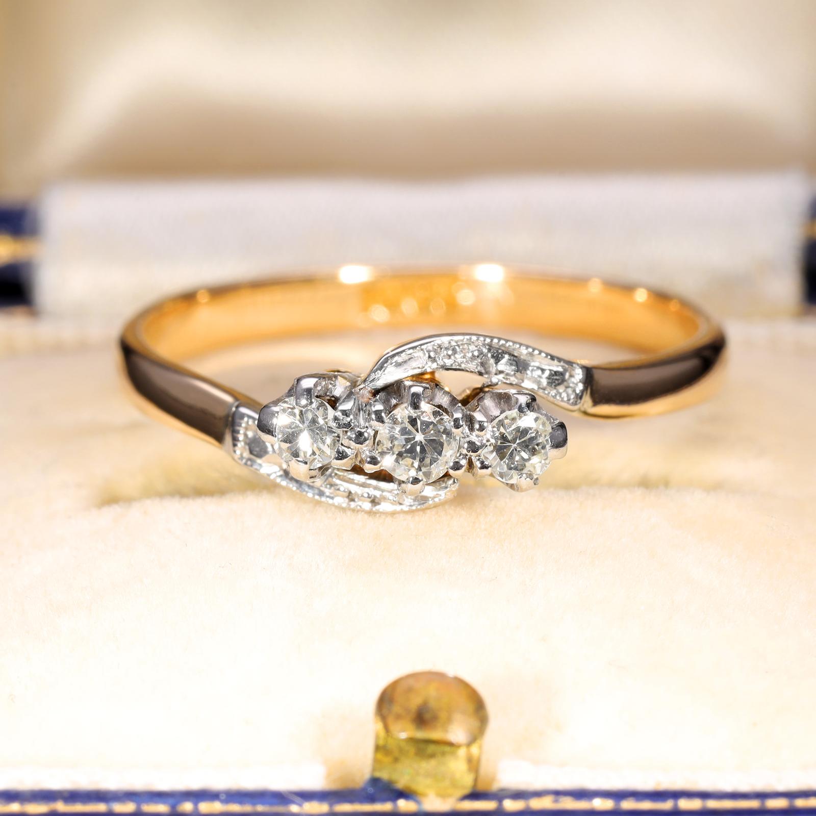 The Vintage Three Brilliant Cut Diamond Sensational Ring (1 of 9)