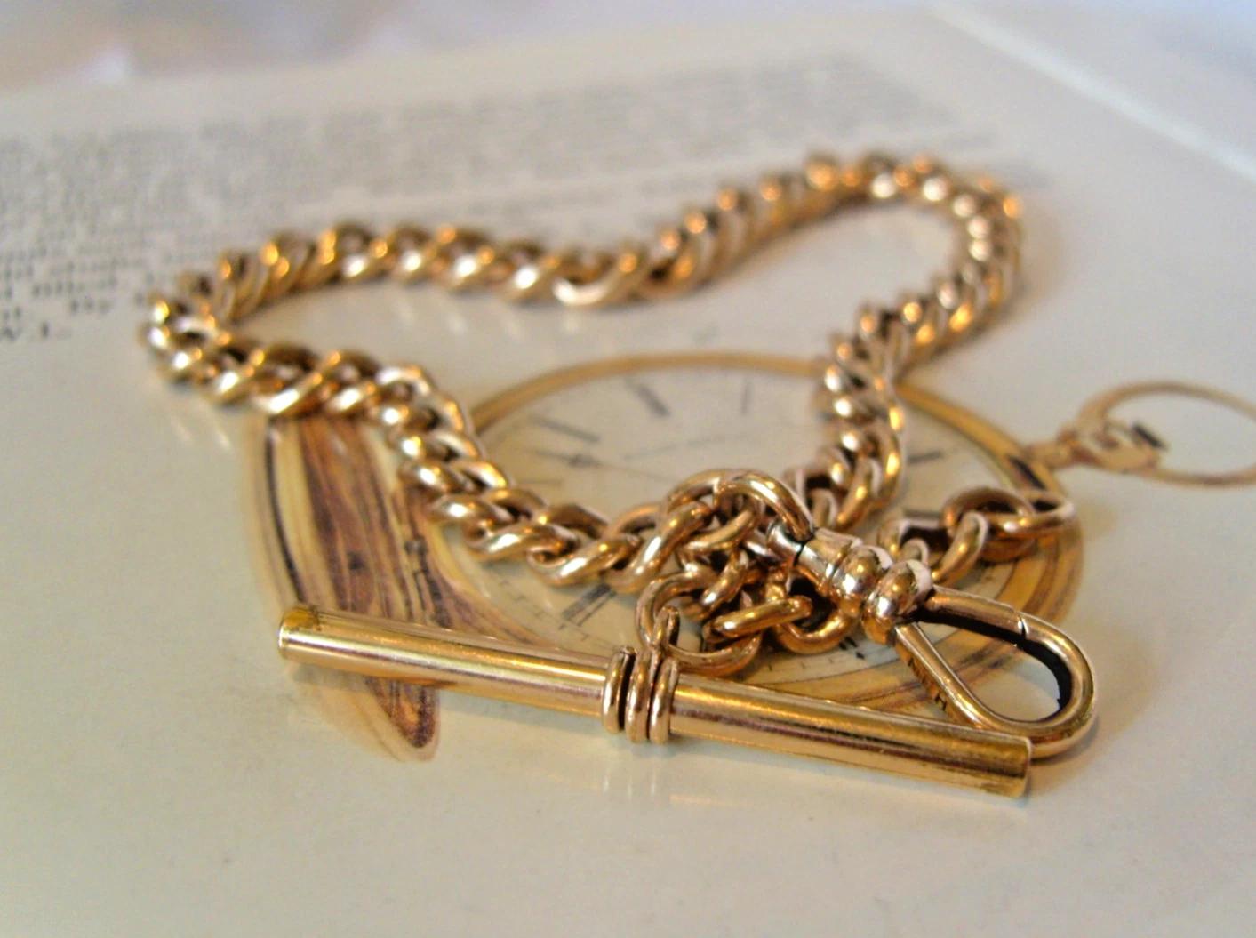 Pocket Watch Chain 9ct Rose Rolled Gold 1920s Antique Albert With Swivel T Bar (1 of 15) Pocket Watch Chain 9ct Rose Rolled Gold 1920s Antique Albert With Swivel T Bar (1 of 15)