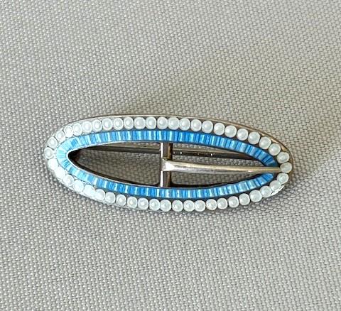 Lovely Petite Silver & Enamel Buckle Brooch (1 of 5)