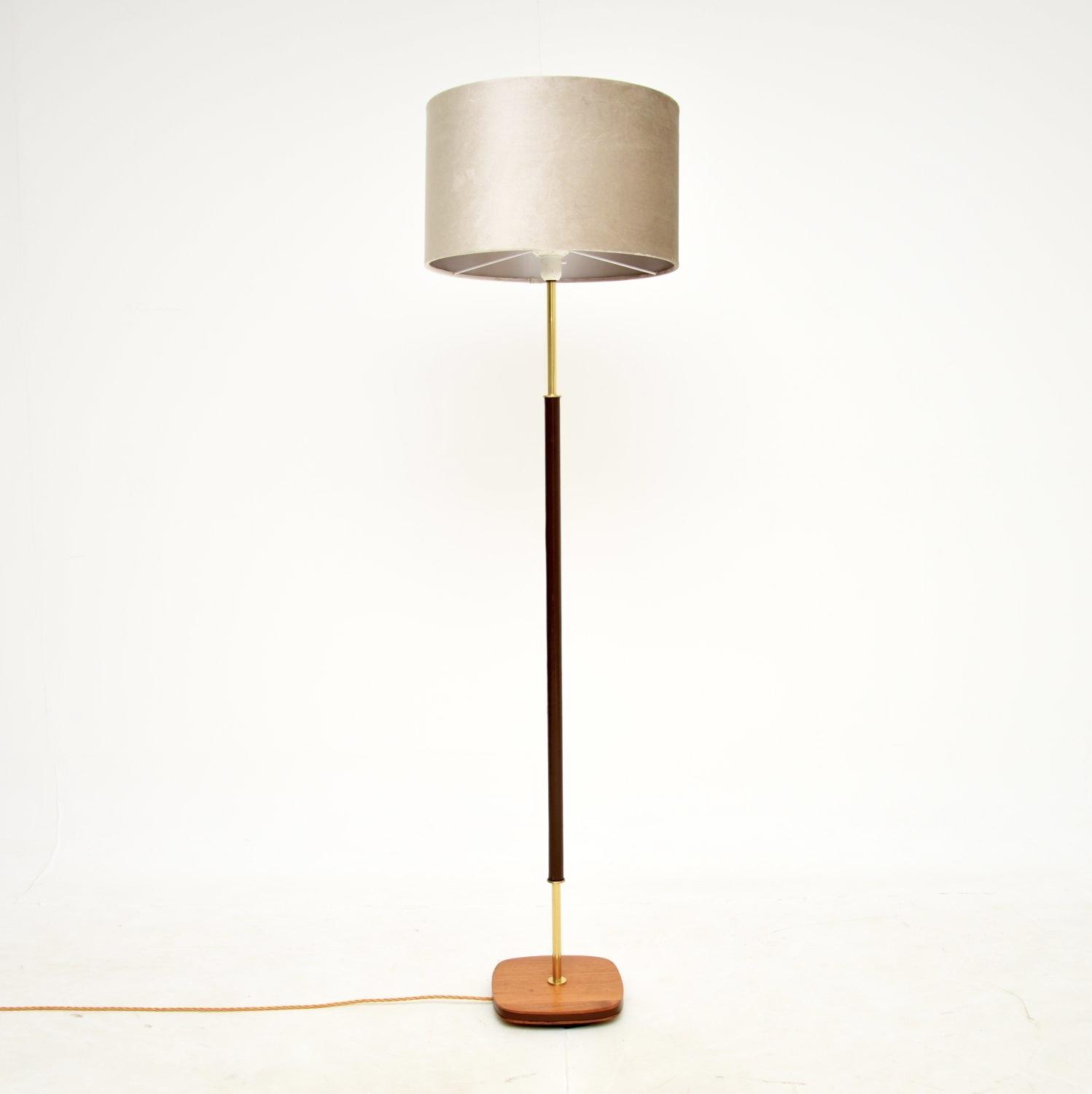 1960s Vintage Brass, Teak & Leather Floor Lamp (1 of 6)
