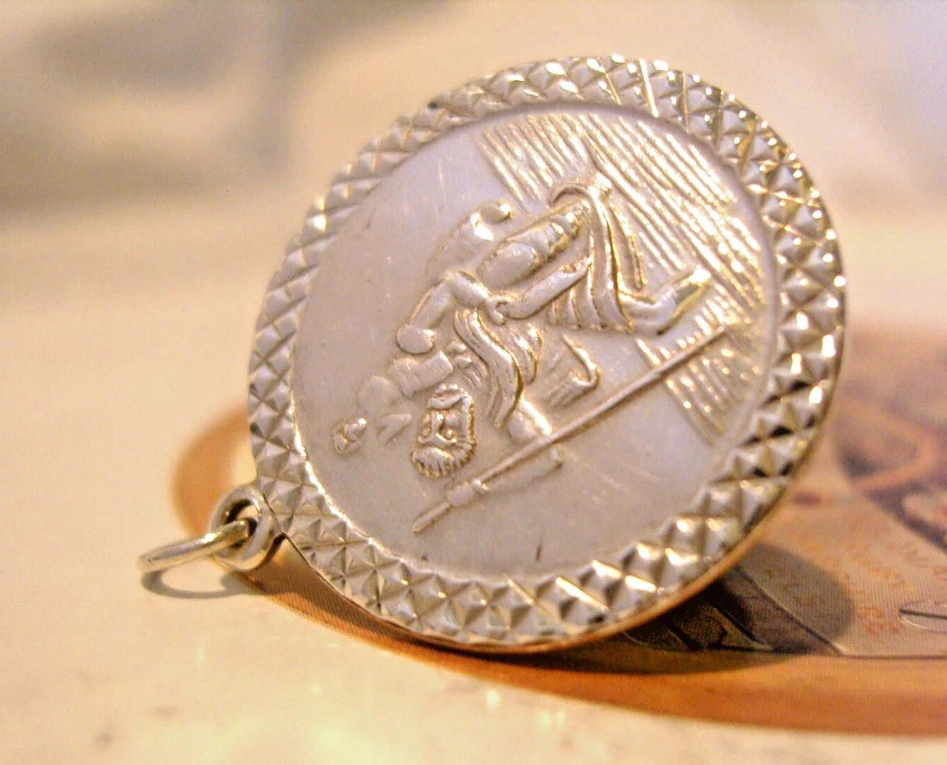 Pocket Watch Chain Fob Silver St Christopher 1960s Big Ornate Vintage Fob (1 of 6)