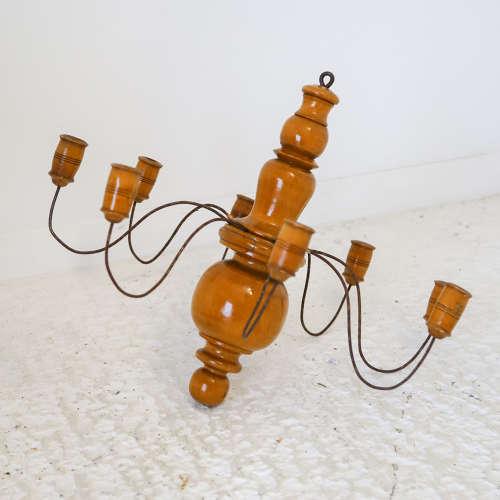 Vintage Mid 20th Century Swedish Wooden Chandelier (1 of 10)