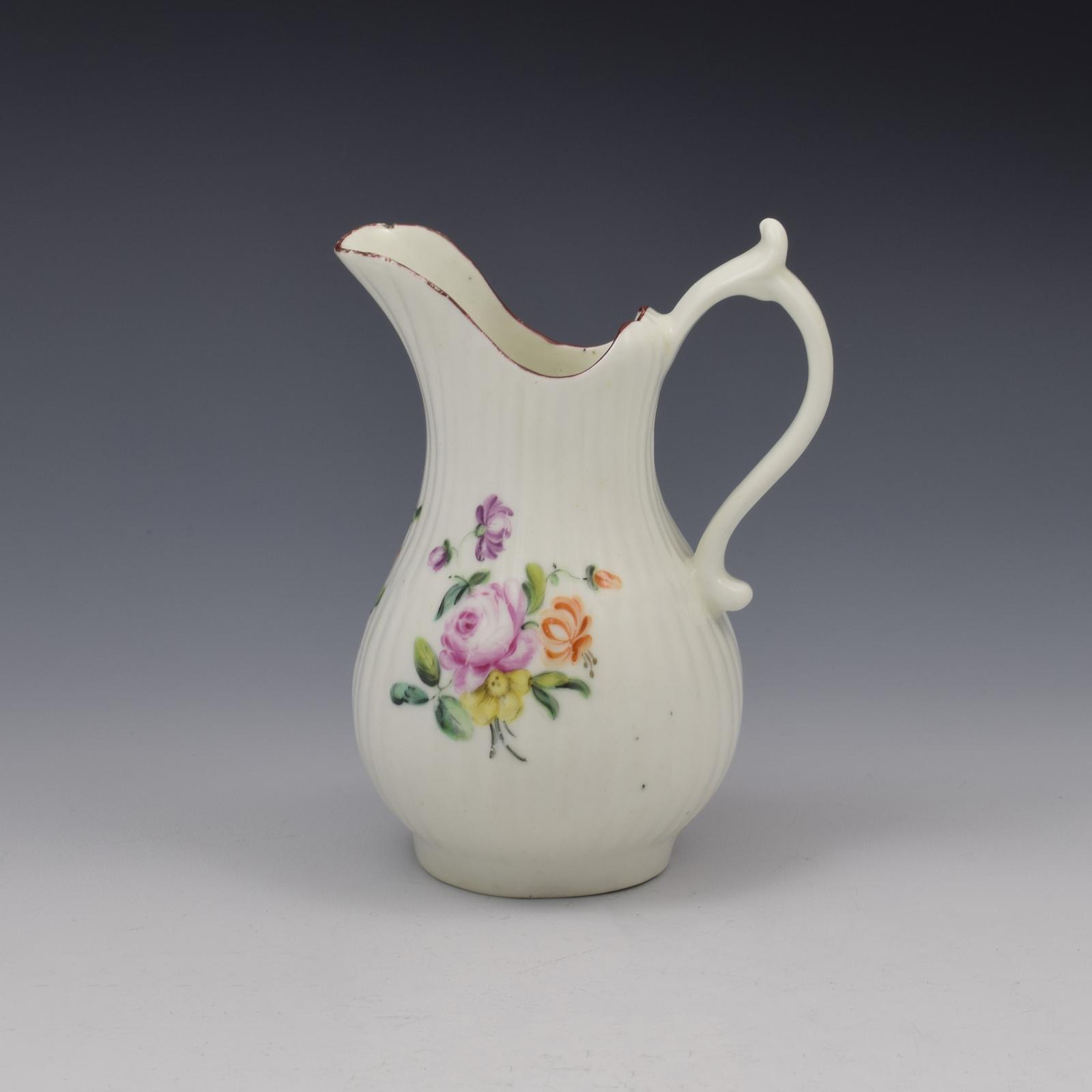 Rare 18th Century Early Derby Porcelain Fluted Cream Milk Jug c.1760 (1 of 10)