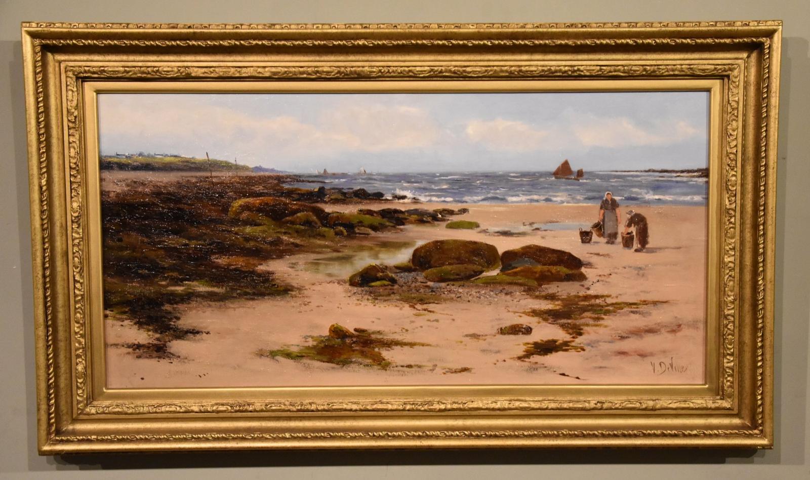 Oil Painting by Joseph Vickers De Ville - A Cornish Coastal View (1 of 6)