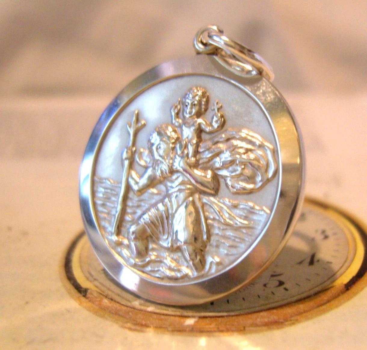 Pocket Watch Chain Fob Sterling Silver St Christopher 1977 Large Vintage Fob (1 of 9)