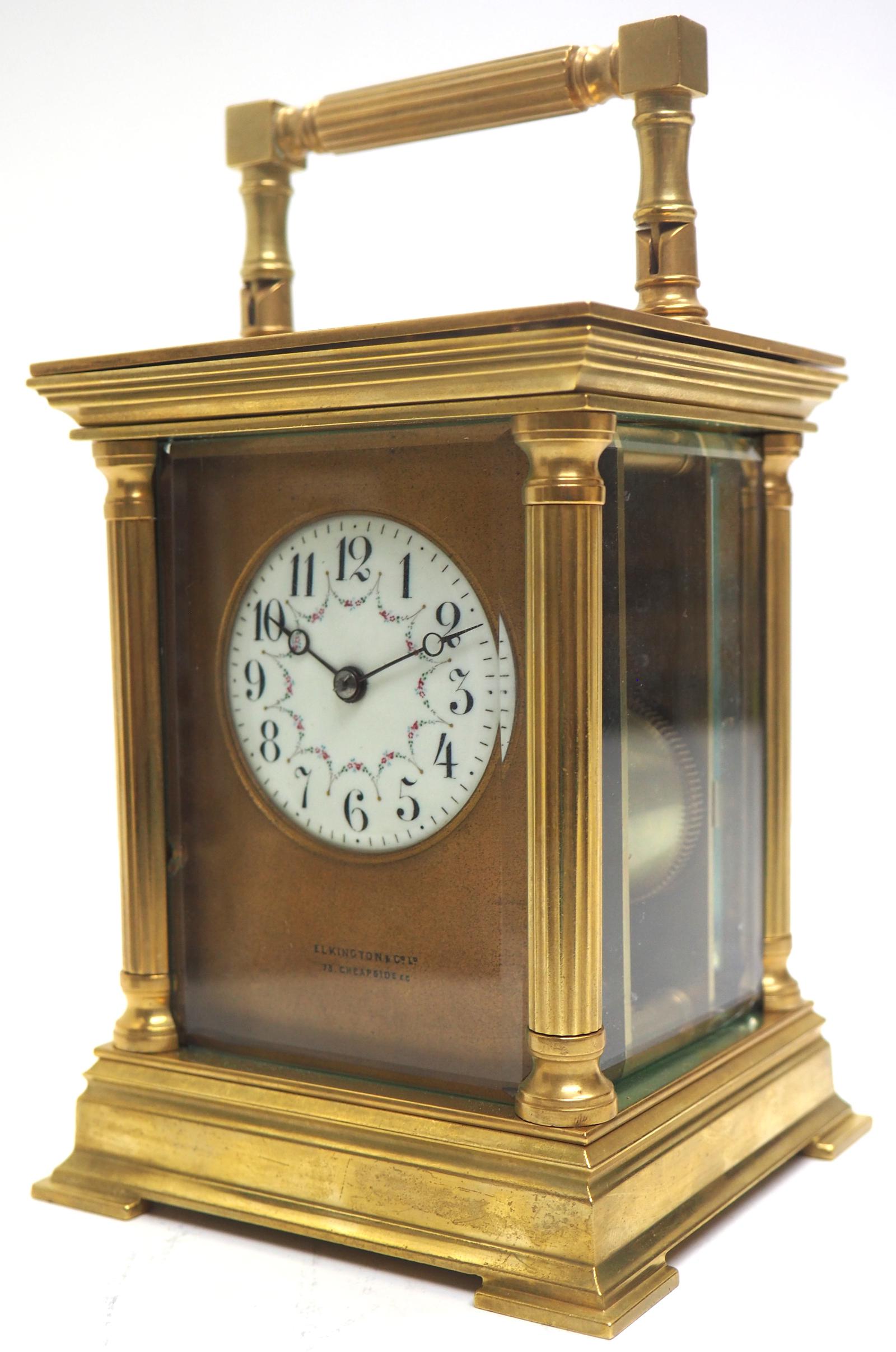 Antique Striking French 8-day Carriage Clock Unusual Masked Dial Case with Enamel Dial (1 of 11)