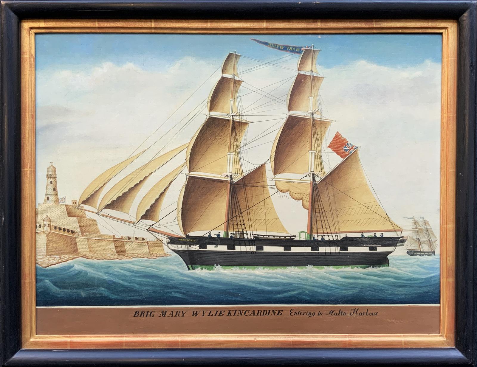 19th Century Maritime Oil Painting – Brig Mary Wylie, Kincardine, Malta (1 of 13) 19th Century Maritime Oil Painting – Brig Mary Wylie, Kincardine, Malta (1 of 13)