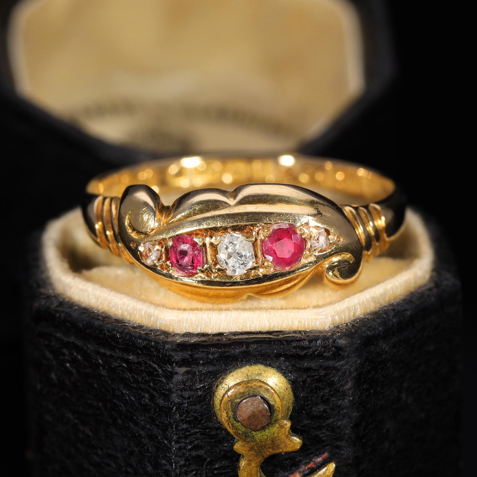 The Antique 1919 Diamond & Ruby Scroll Ring (1 of 9)