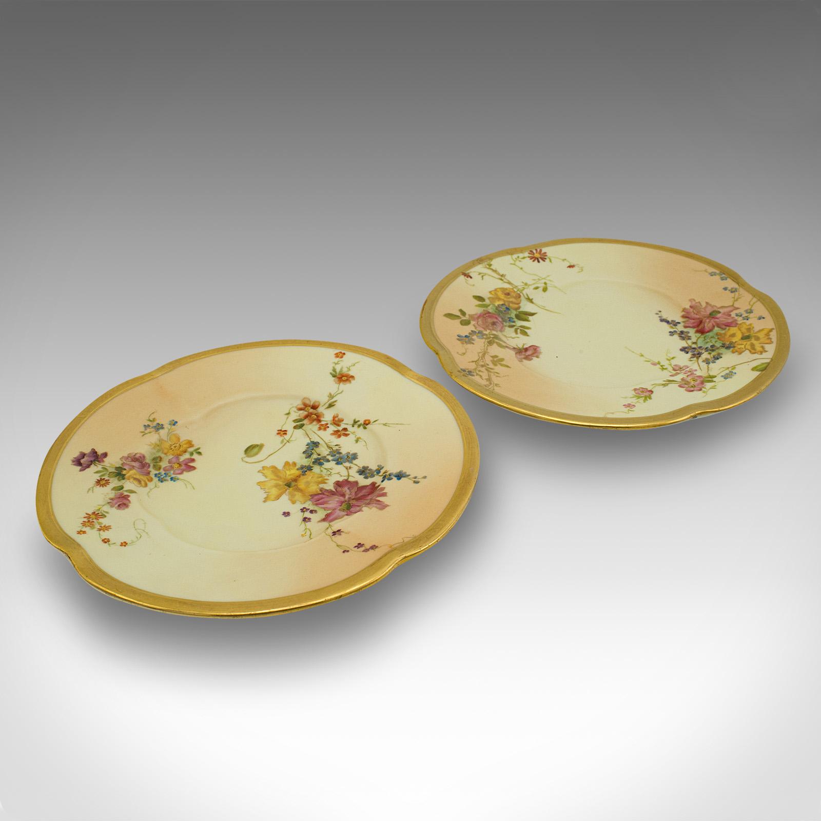 Pair of Antique Side Plates, English, Ceramic, Decorative, Saucer, Victorian (1 of 10)