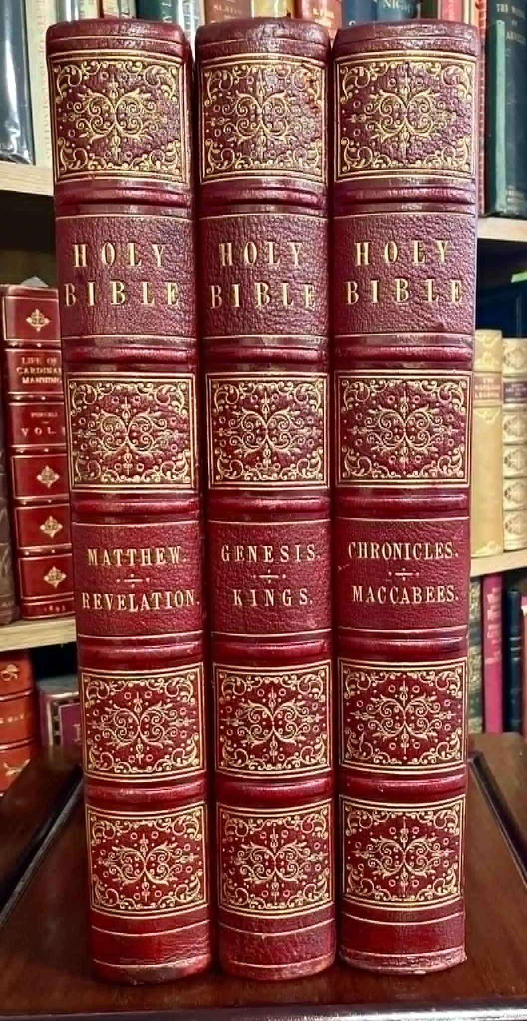 1860 Family Devotional Bible by Matthew Henry 3 x Folio Volumes Full Red Leather (1 of 9) 1860 Family Devotional Bible by Matthew Henry 3 x Folio Volumes Full Red Leather (1 of 9)